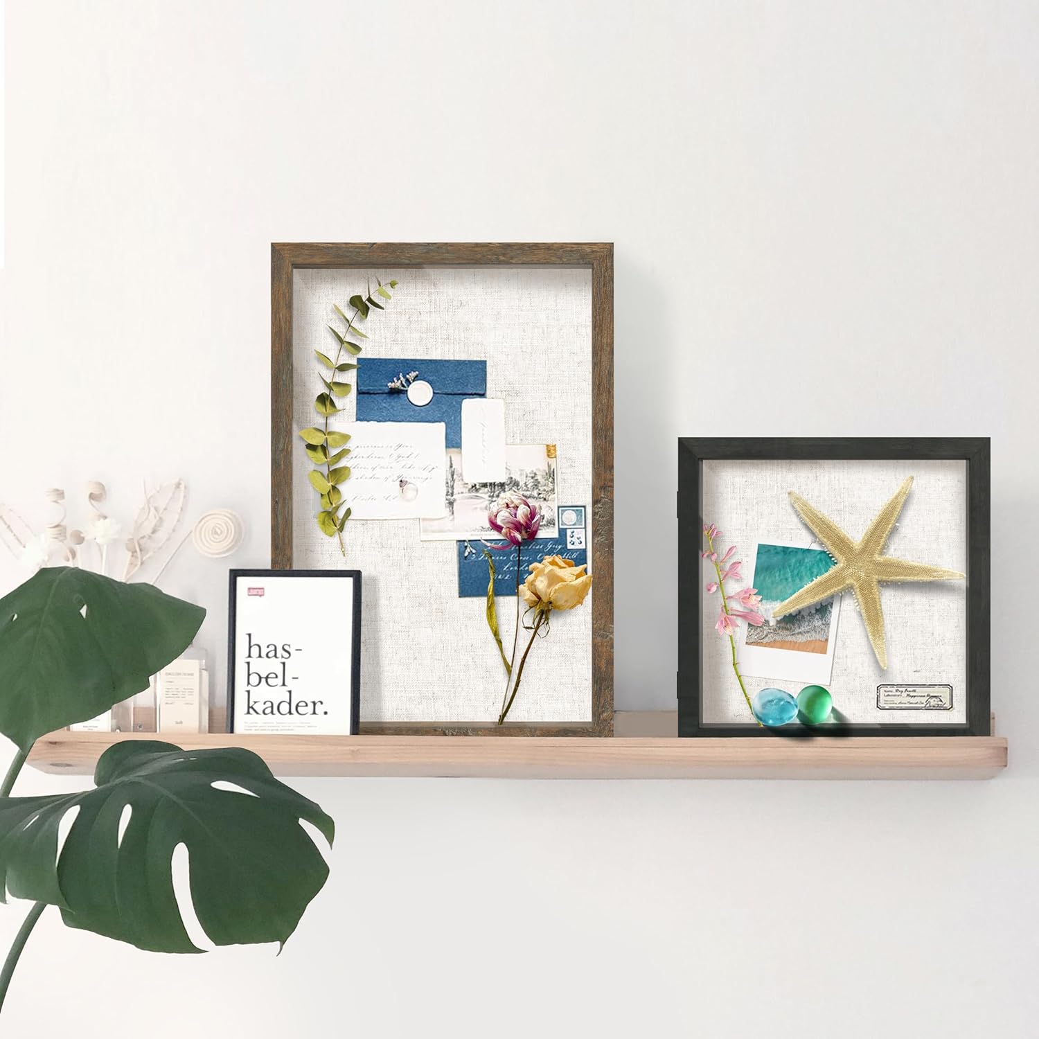 FrameWorks 12x16 Deep Shadow Box Frame, Wooden Display Case w. Linen Board & Tempered Glass Door - Black Woodgrain