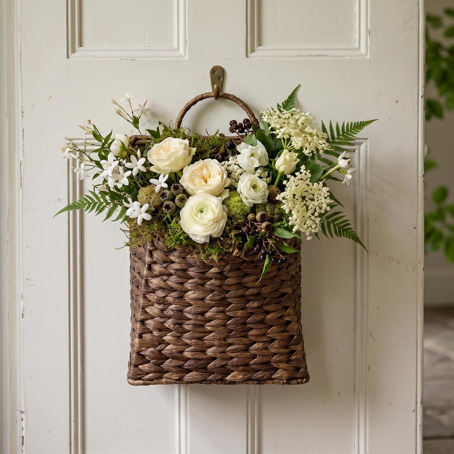 Wicker Hanging Wall Basket / Coffee