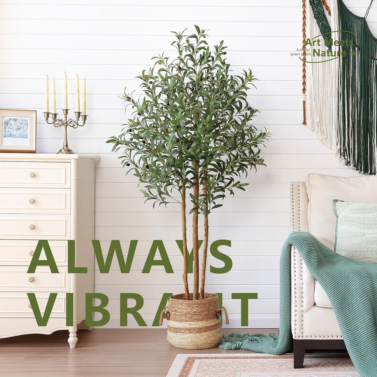 Olive Tree Artificial Indoor Faux Plant / 6ft / Green / 6 Inch