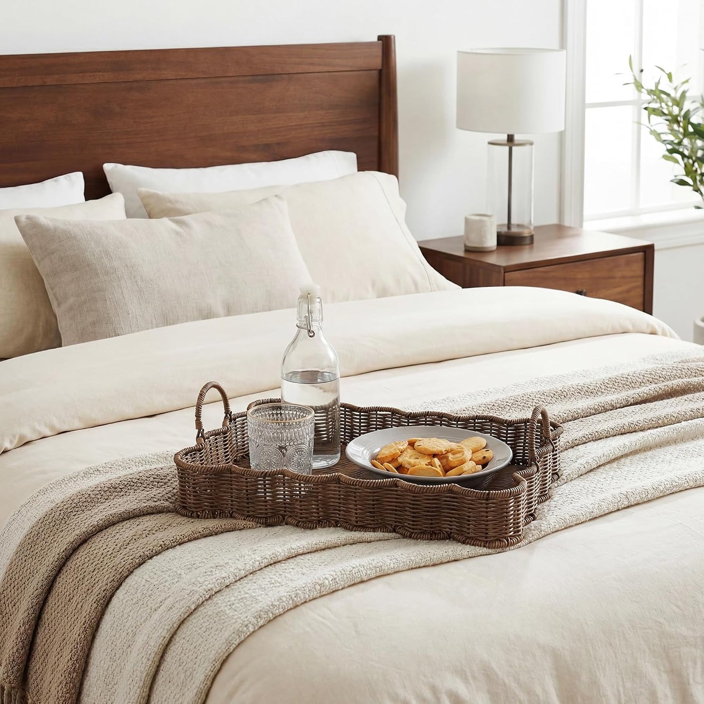 Woven Rattan Tray / Brown