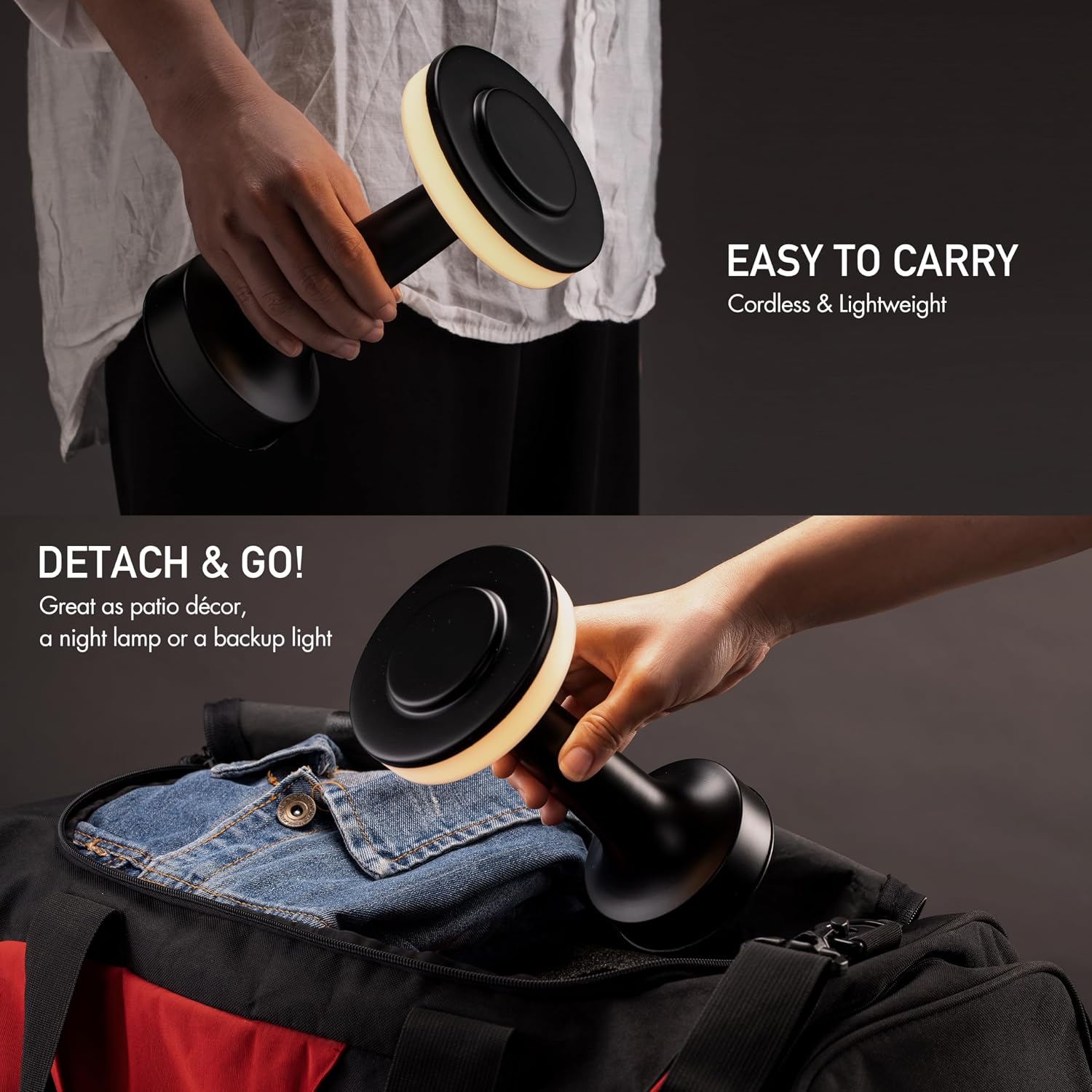 O’Bright Portable LED Table Lamp with Touch Sensor, 3-Levels Brightness, Rechargeable Battery Up to 48 Hours Usage