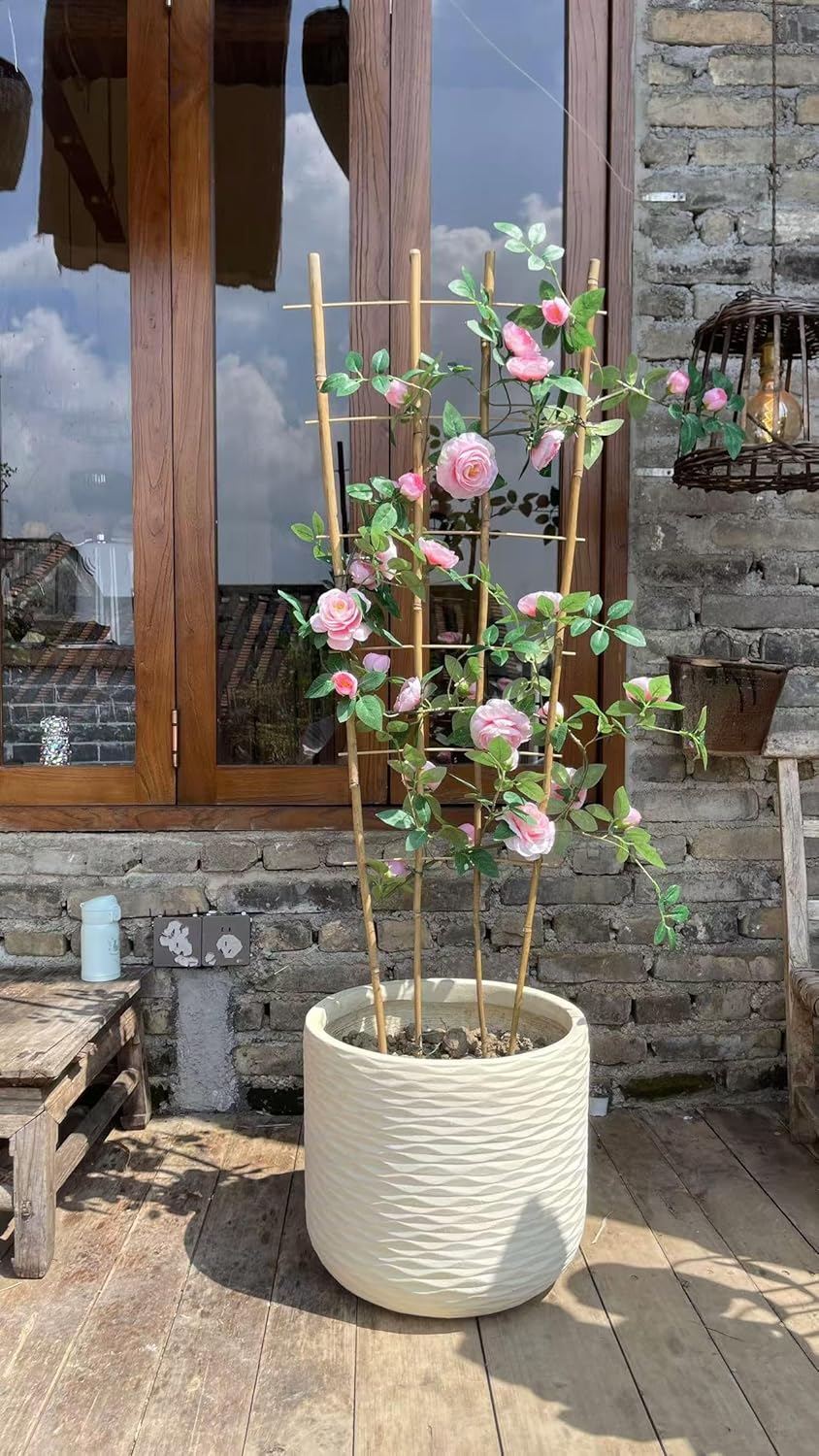 Natural Bamboo Trellis, 4Feet,3Pack,Fan-Shaped Plant Support Trellis for Outdoor and Indoor Potted Climbing