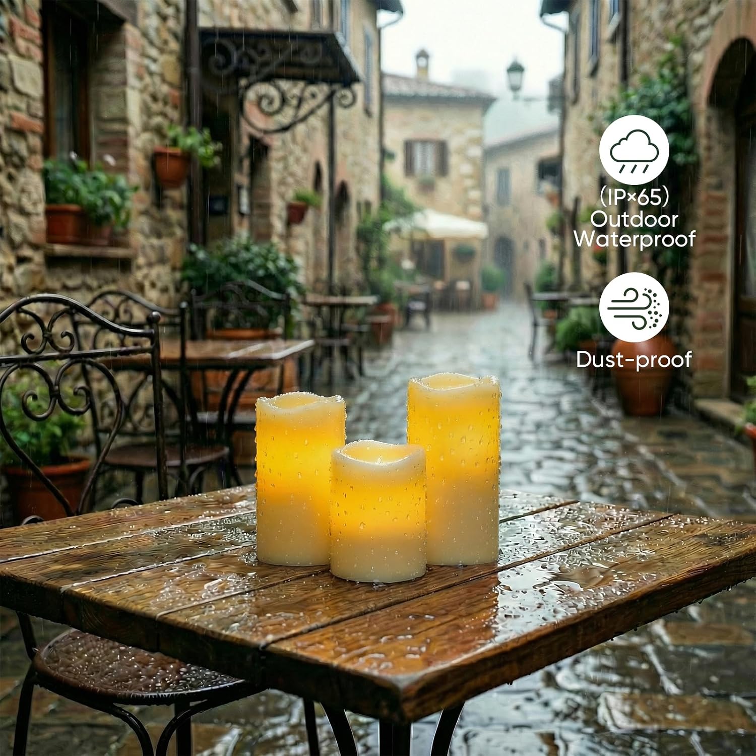 Amagic Waterproof Outdoor Flameless Candles with Timer, Battery Operated Candles with Remote Control, Electric LED