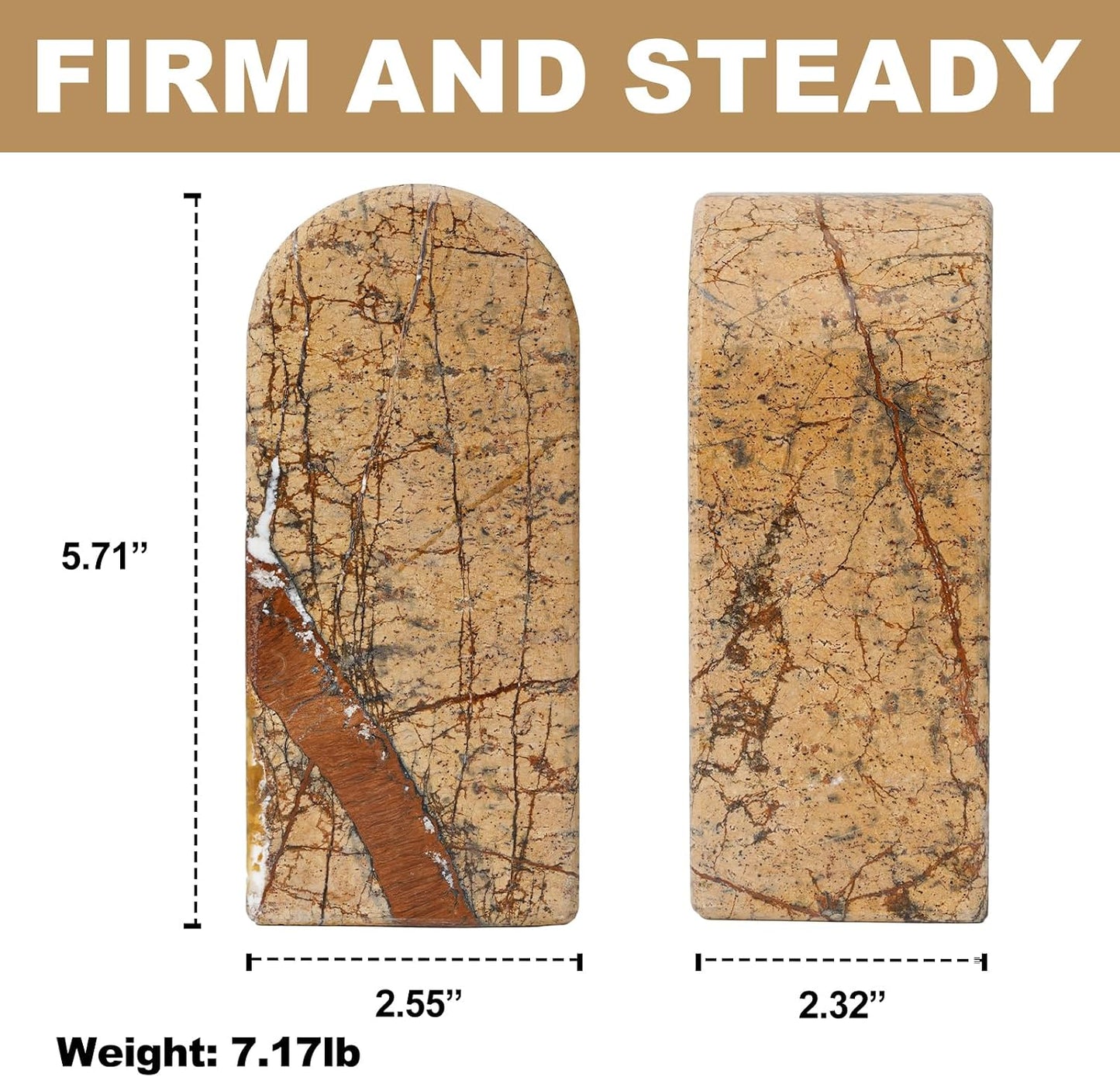 Decorative Book Ends / Brown Red Marble-rainforest Gold