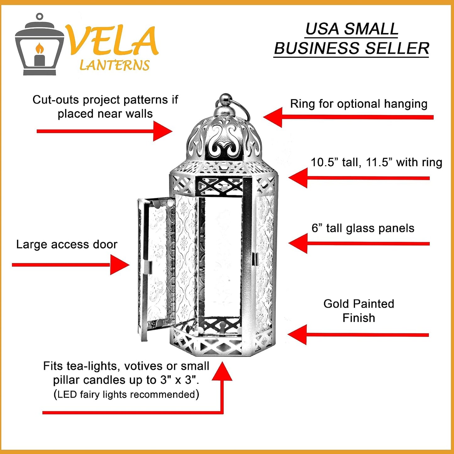 Vela Lanterns Decorative Indoor Moroccan Candle Holder, Gold Green, M, 3-PK | Ramadan Decorations for Home, Green