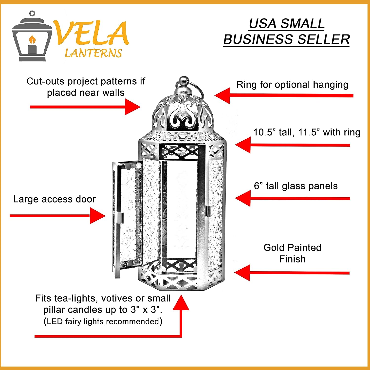 Vela Lanterns Decorative Indoor Moroccan Candle Holder, Gold Green, M, 3-PK | Ramadan Decorations for Home, Green