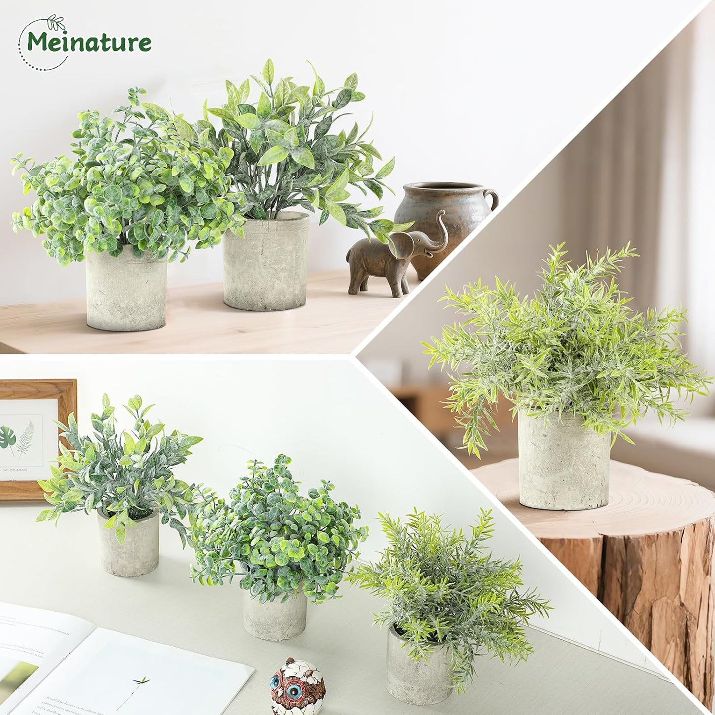Artificial Plants Indoor / Sage Green / Set of 3