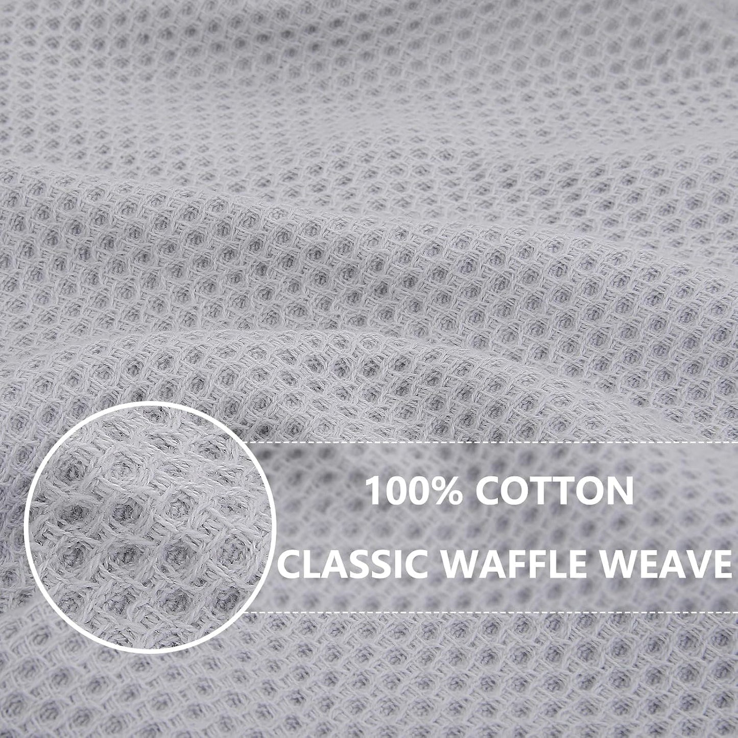 Homaxy 100% Cotton Waffle Weave Kitchen Dish Towels 12-Pack, Light Gray | 13 x 28 Inches, Ultra Soft Absorbent Dish