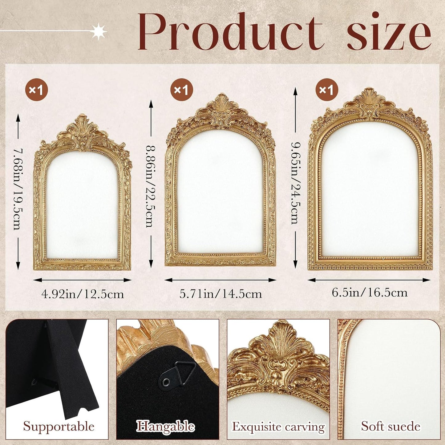 Jewelry Display Stands Vintage Jewelry Holder Baroque Necklace Organizer Earring / Gold / Set of 3