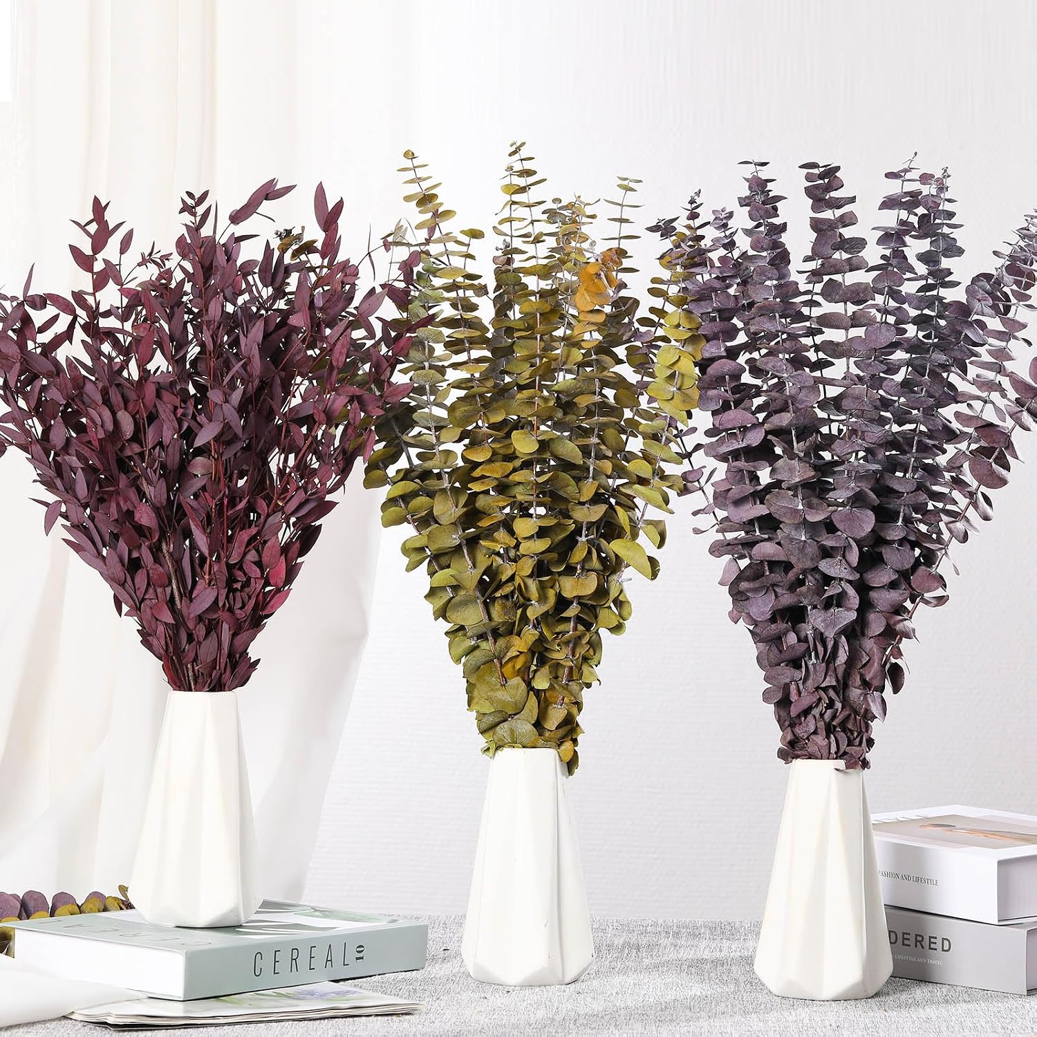 17'' Natural Real Live Eucalyptus Leaves Branches Hanging Shower / Purple / Set of 20