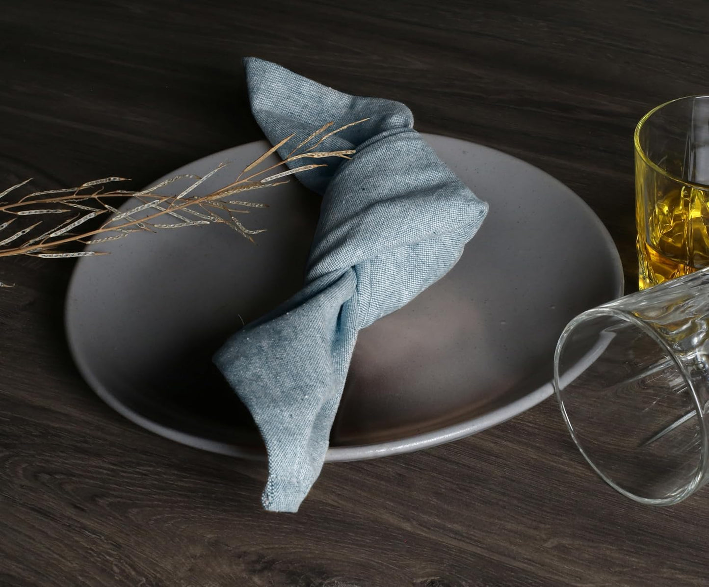 Native Fab Solid Cloth Napkin Set of 12, 100% Chambray Cotton, Washable, Reusable Dinner Cloth Napkin 17x17 inches