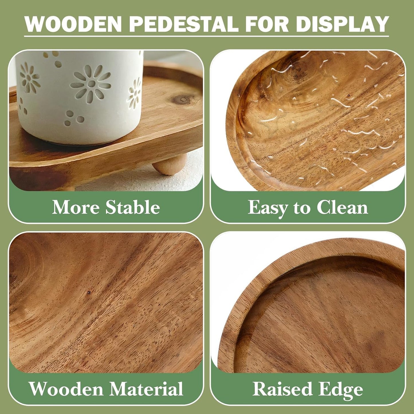Small Wooden Riser Wooden Pedestal for Display Tray Display Riser / 11.8 x 19.8 x 4.3 / Oval Cm