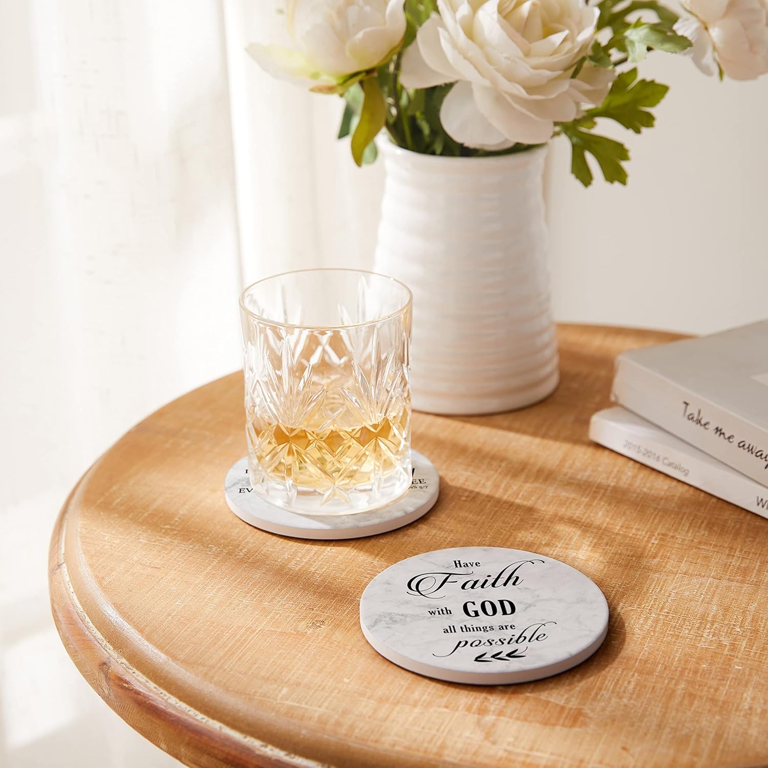 Holder Ceramic Drink Coaster / White / Set of 6