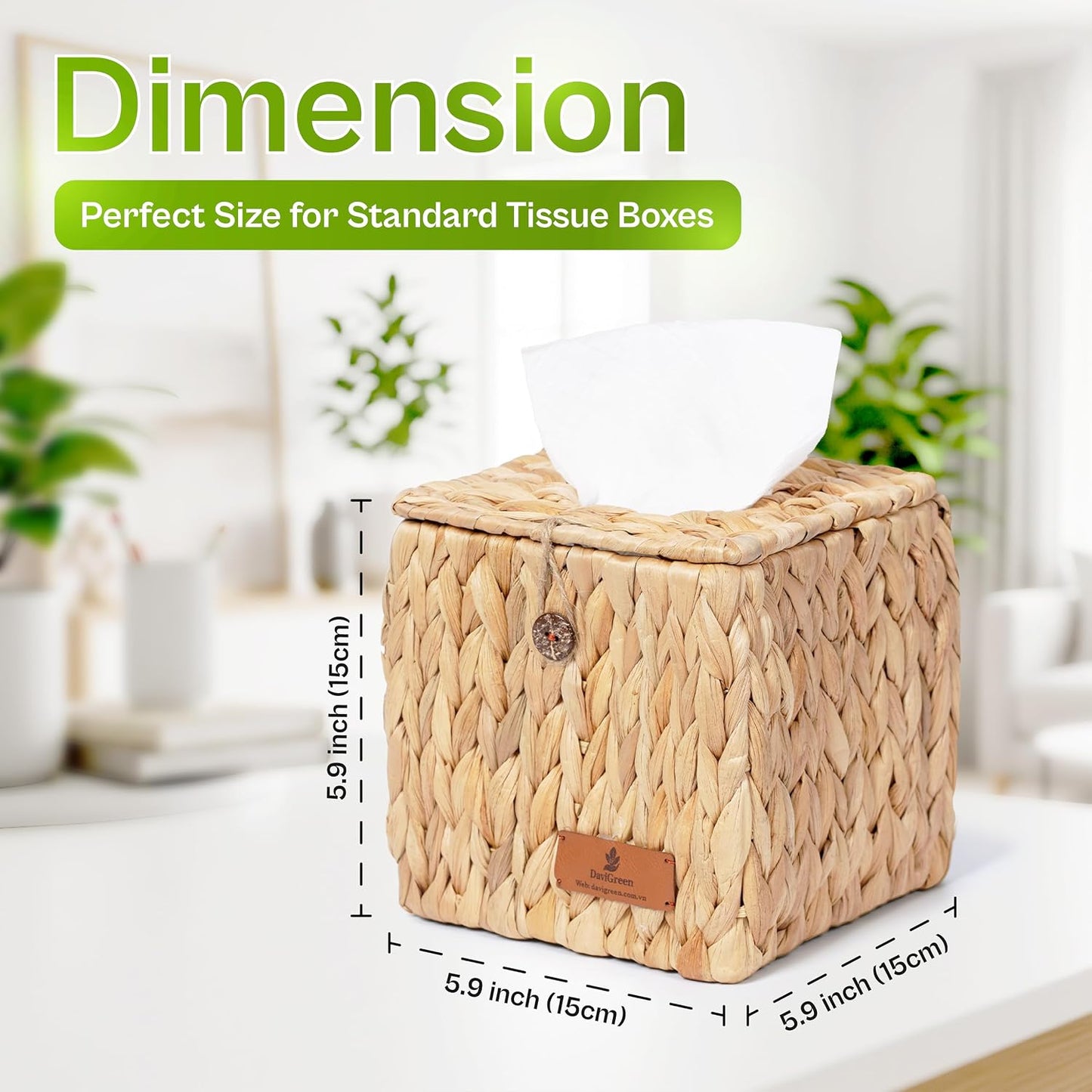 Tissue Box Cover Square / 5.9 In