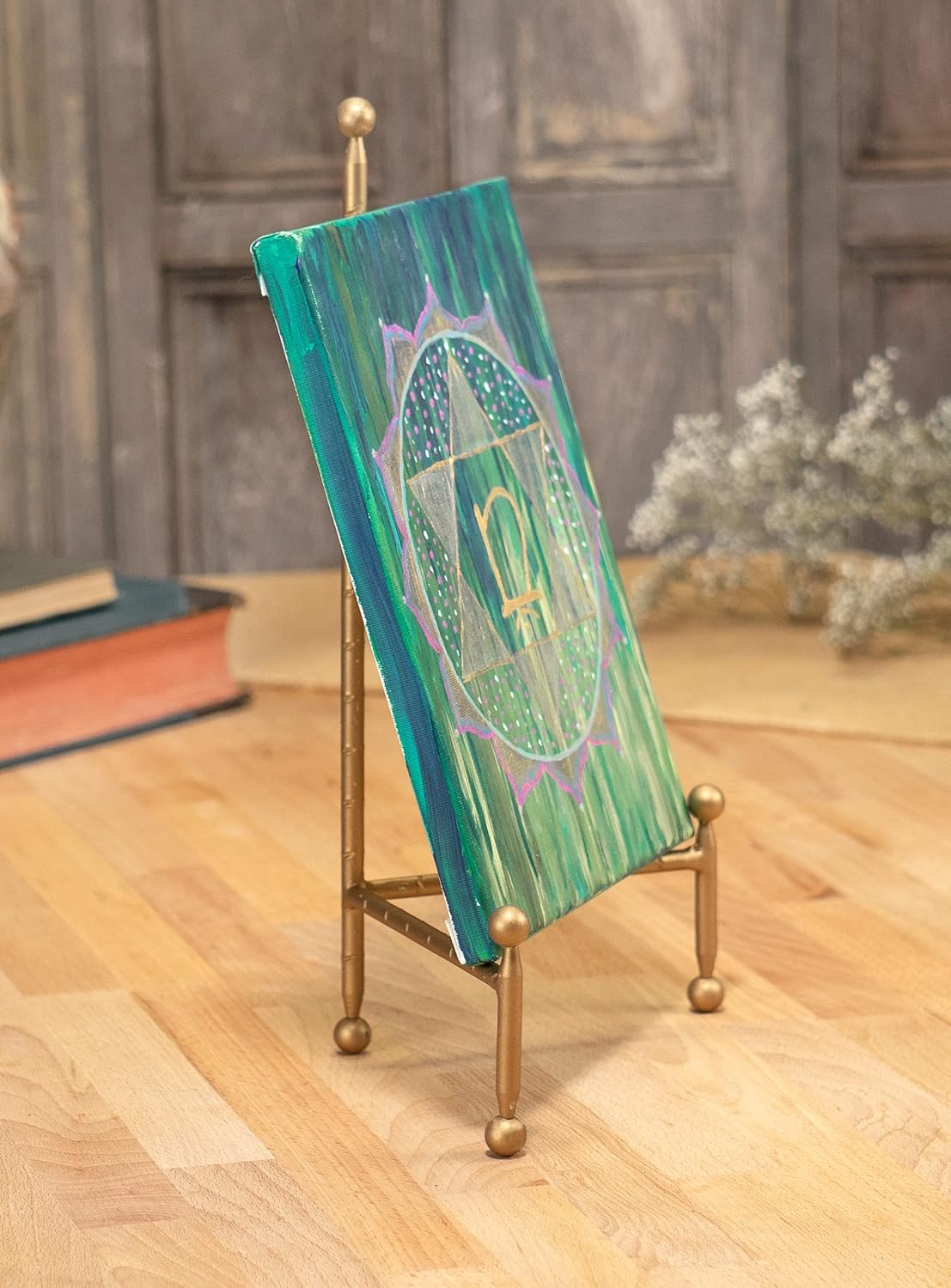 Red Co. Decorative Tripod Plate Stand and Art Holder Easel in Gold Finish - 14" h