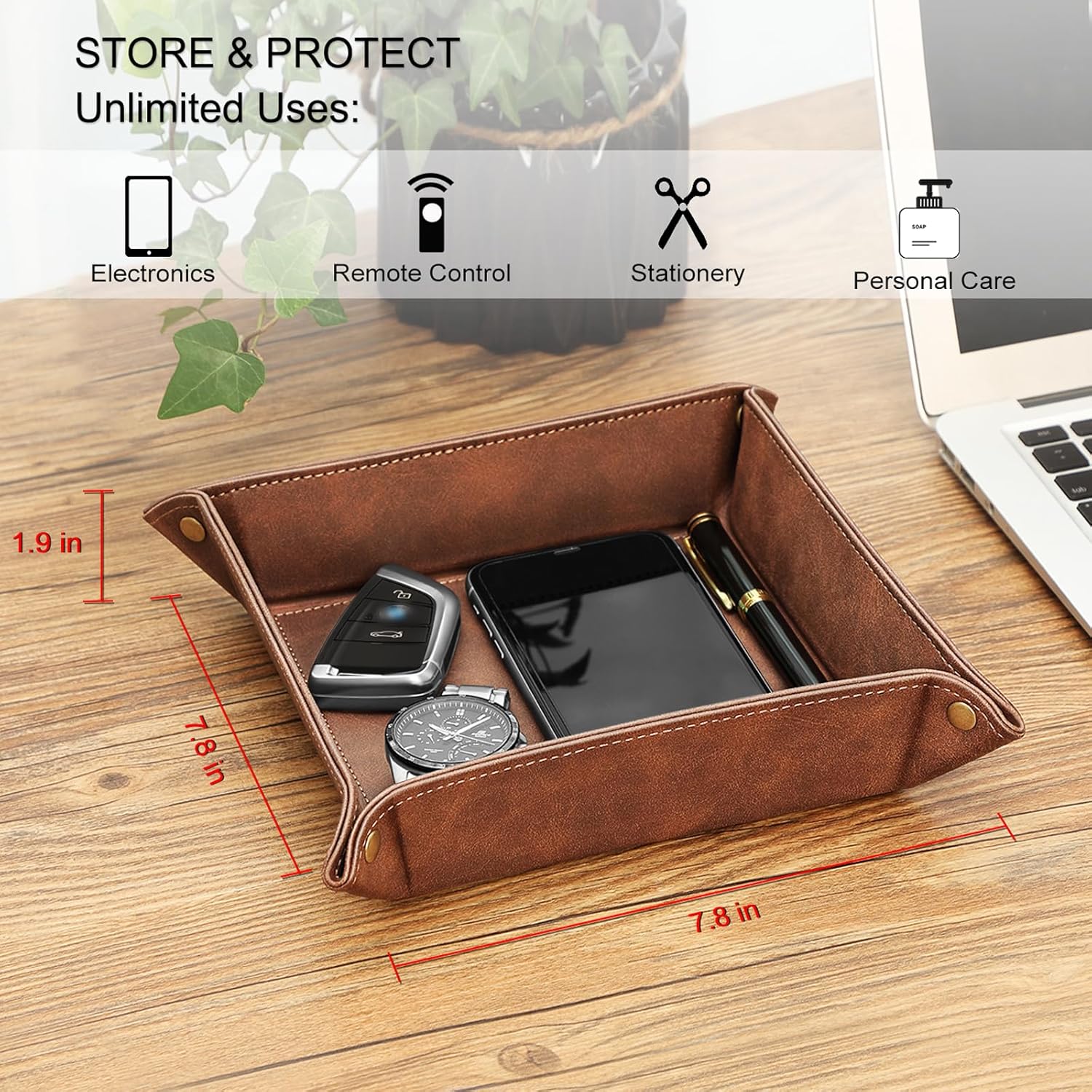 Valet Tray Desktop Storage Organizer / Brown