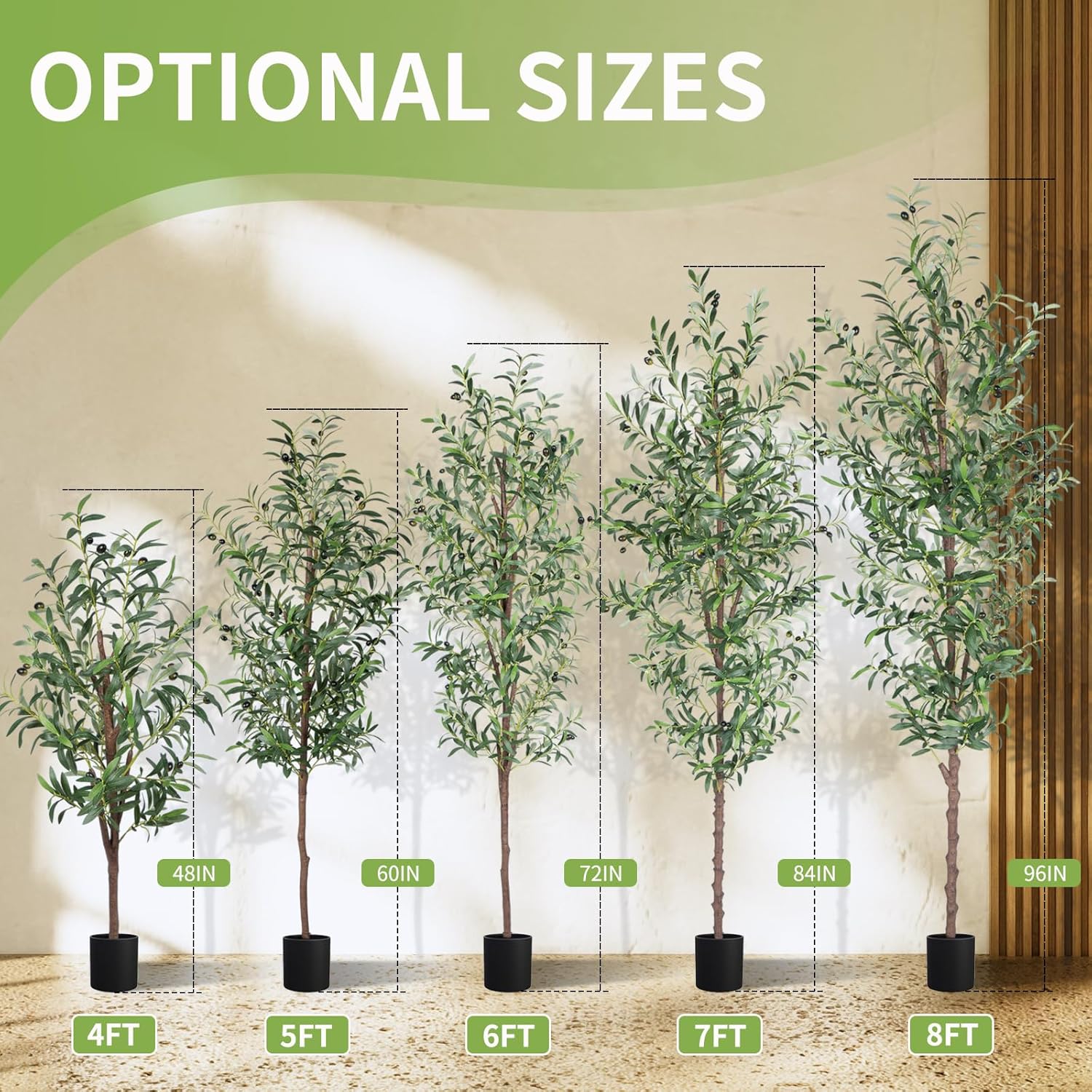 Tall Faux Olive Trees Outdoor Fake Potted Silk Plant / 4ft / 4 Inch