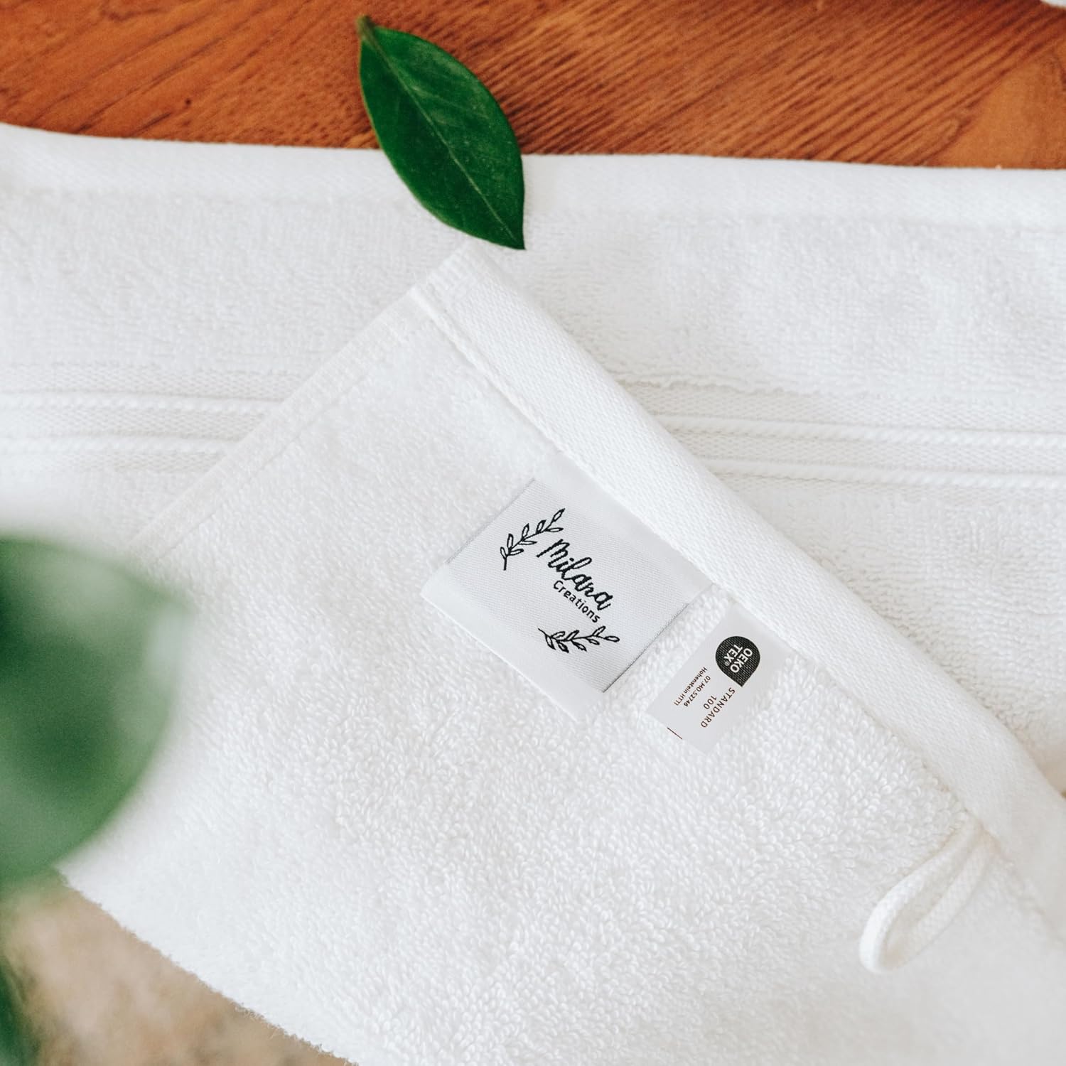 Milara Turkish Cotton Hand Towels 2-Pack, White, 700 GSM, 16x30 in | Soft, absorbent Turkish combed cotton with reduced