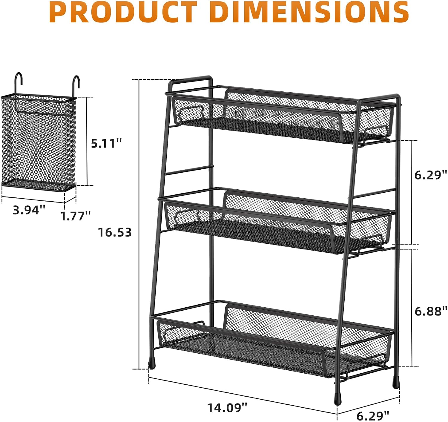 VITVITI 3 Tier Bathroom Organizer Countertop, Counter Storage Shelf, Black | Metal Wire Mesh Bathroom Counter Organizer
