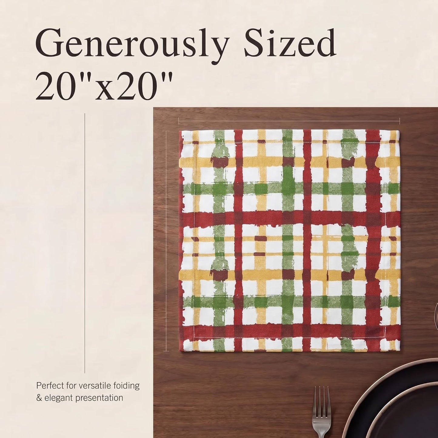 Urban Villa Cloth Napkins Cotton 20x20 (Set of 12) Check Print