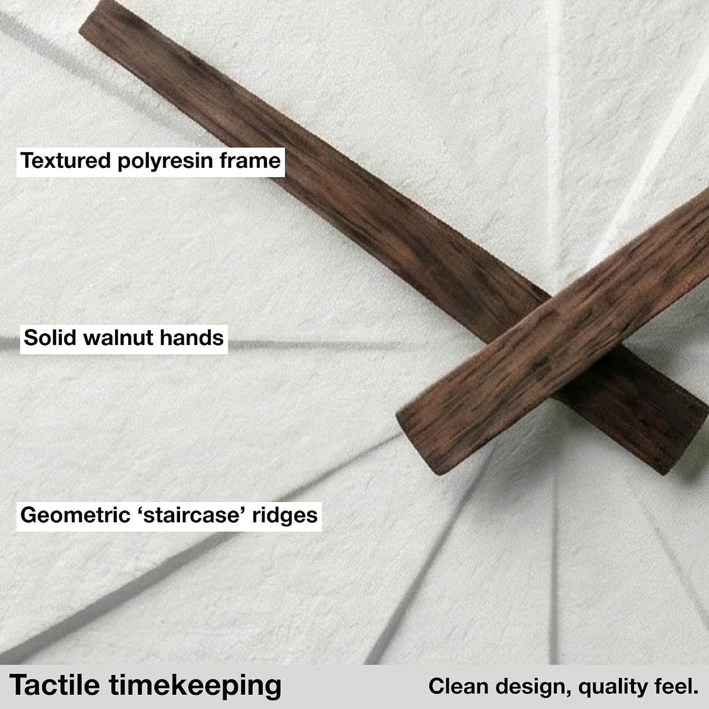 Driini Staircase Modern Wall Clock - Unique Frameless Concrete Design - Contemporary, Minimalist Decor; No Numbers