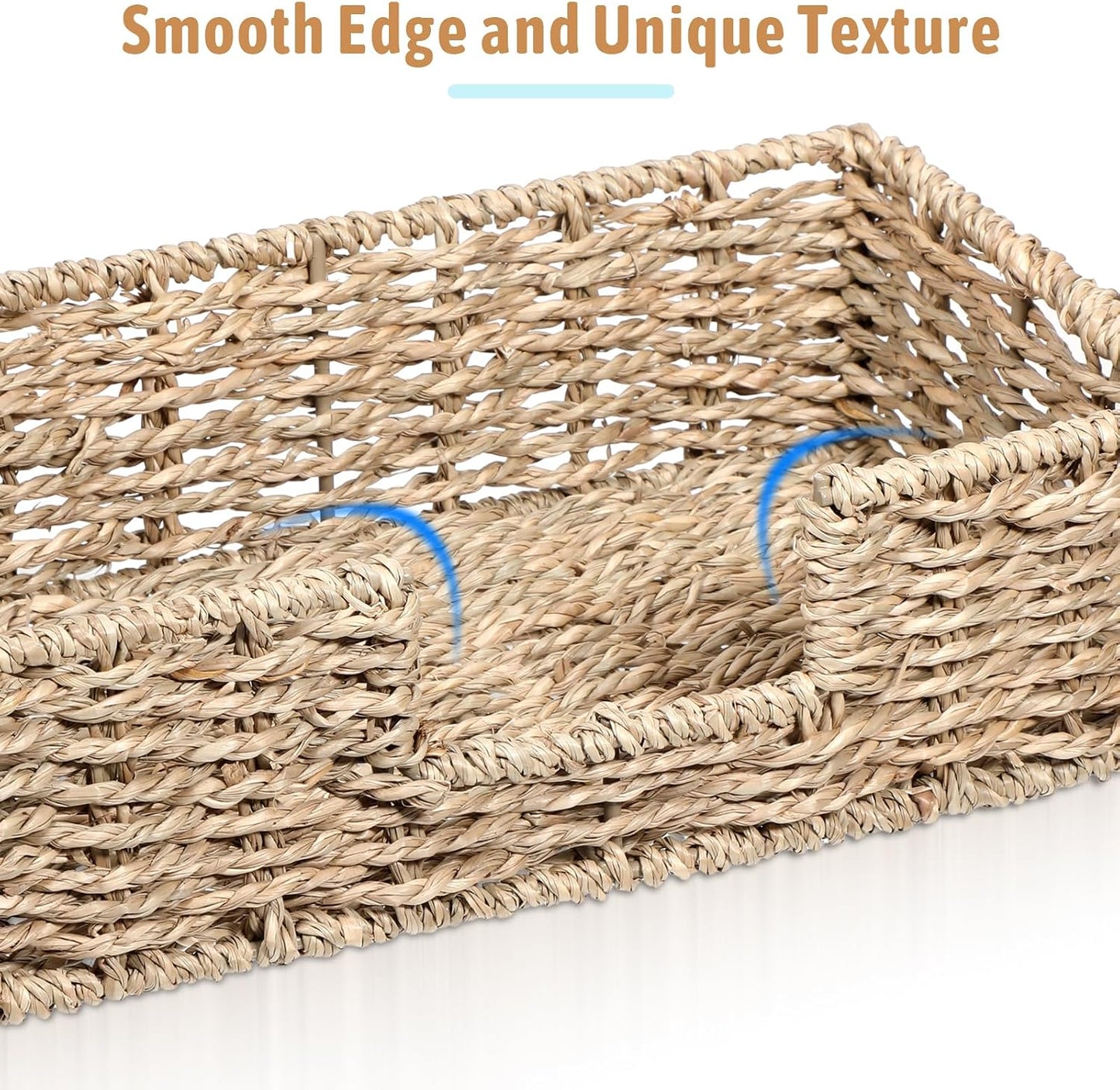 Napkin Holder Disposable Guest Towel Tray Long Seagrass Woven Rattan Wicker Holder Square Napkin