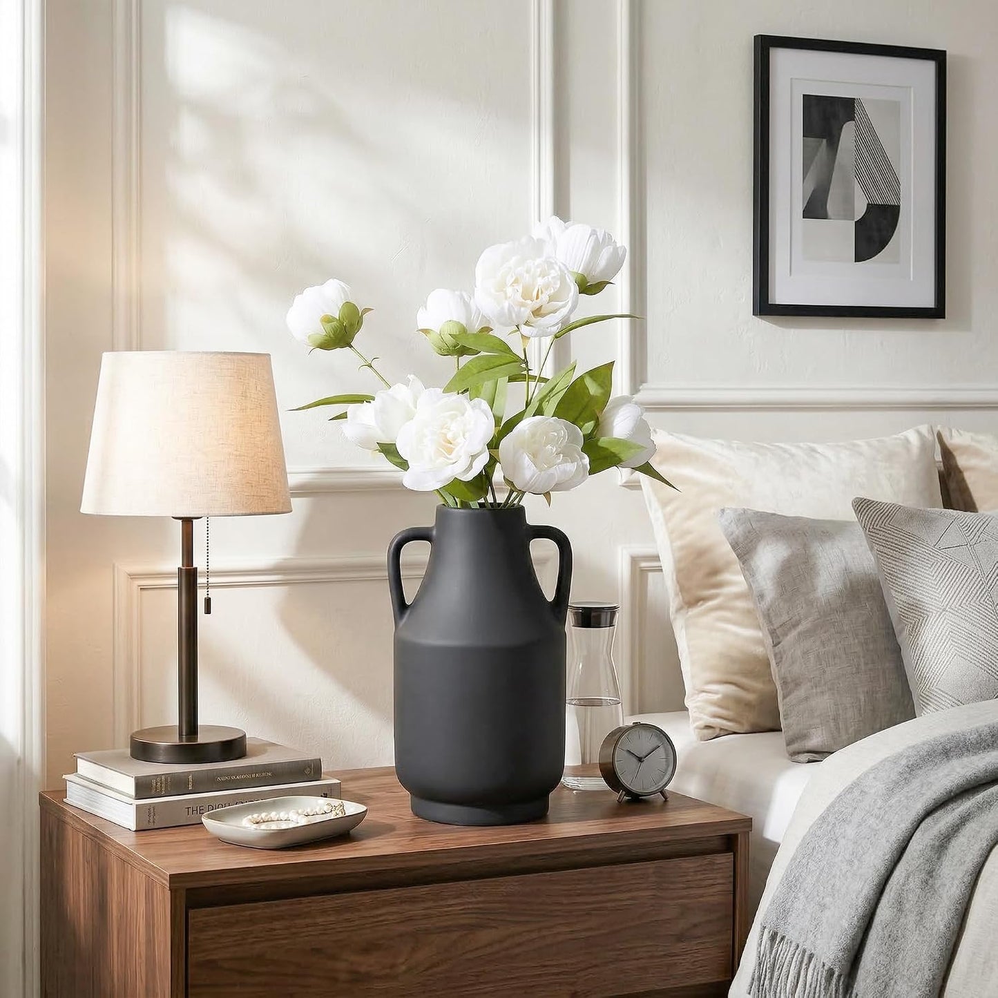 Black Ceramic Flower Vase / 11inch Black / 11 Inch