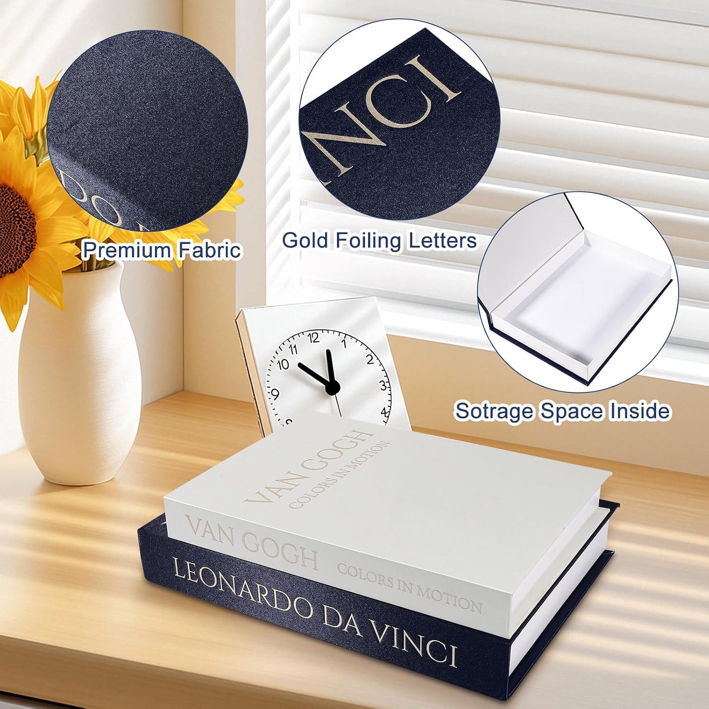 Linen Decorative Boxes for Aesthetic Room Decoration / Black+white / Set of 2