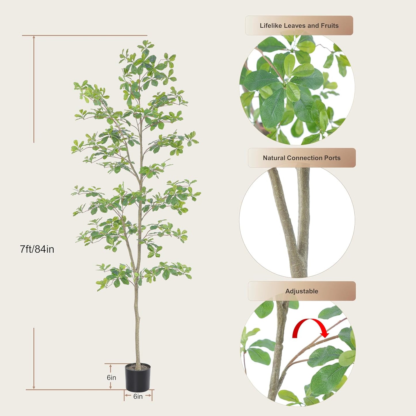 Faux Black Olive Tree / 7ft Black Olive Tree / 7 Inch