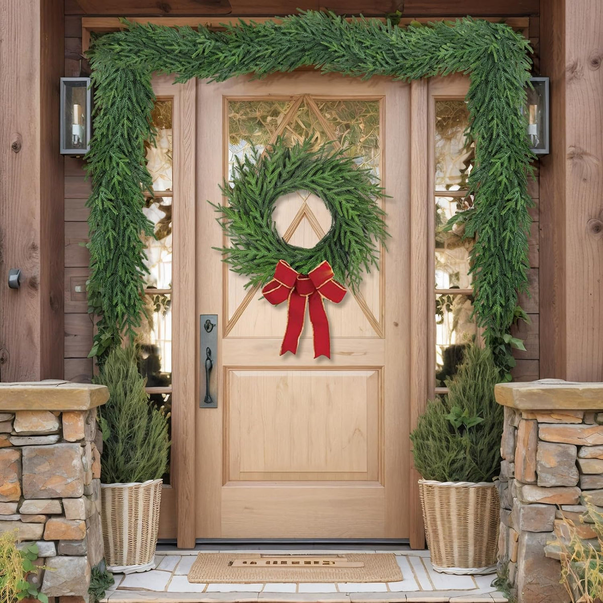 Artgar 24Ft (4 * 6ft) Christmas Pine Garland, 4 Pcs Real Touch Pine Garland | Artificial Realistic Greenery Garlands