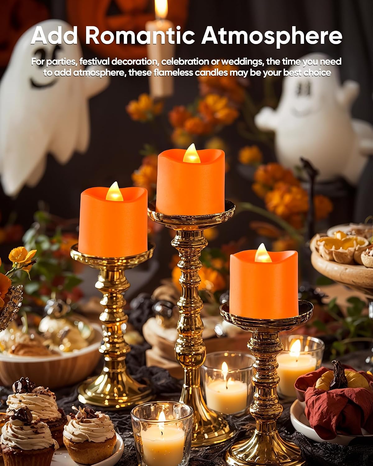 Homemory Orange Flameless LED Votive Tealight Candles & Timer Remote, 24Pack