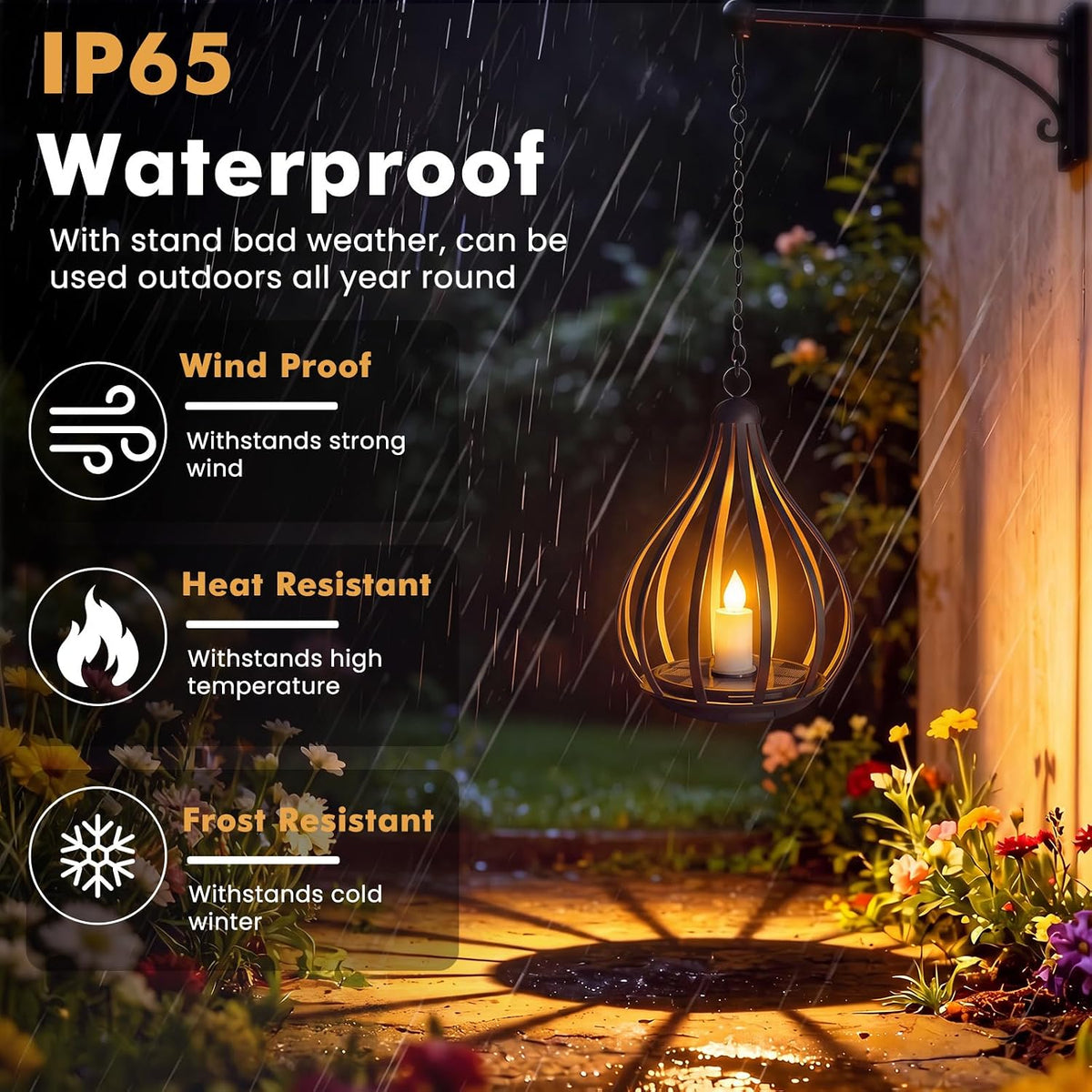 Solar Lanterns Outdoor Waterproof Hanging Solar Lights Outdoor Decor 2 Pack | Outdoor Solar Lanterns with Flickering