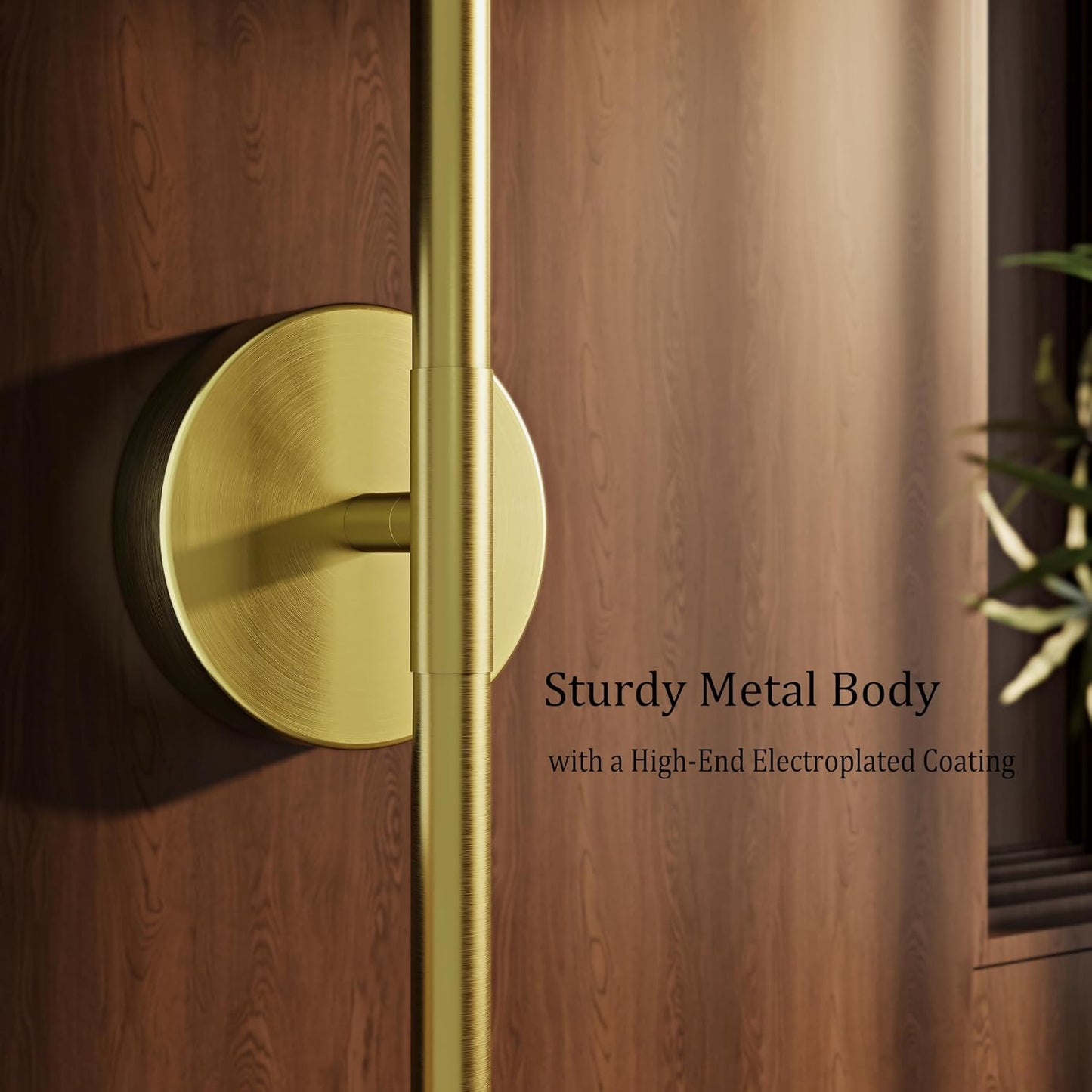 24" Battery Operated Wall Sconce Set of 2, 350° Rotating Lamp, Gold | Wireless, 8000mAh Rechargeable Battery, Stepless