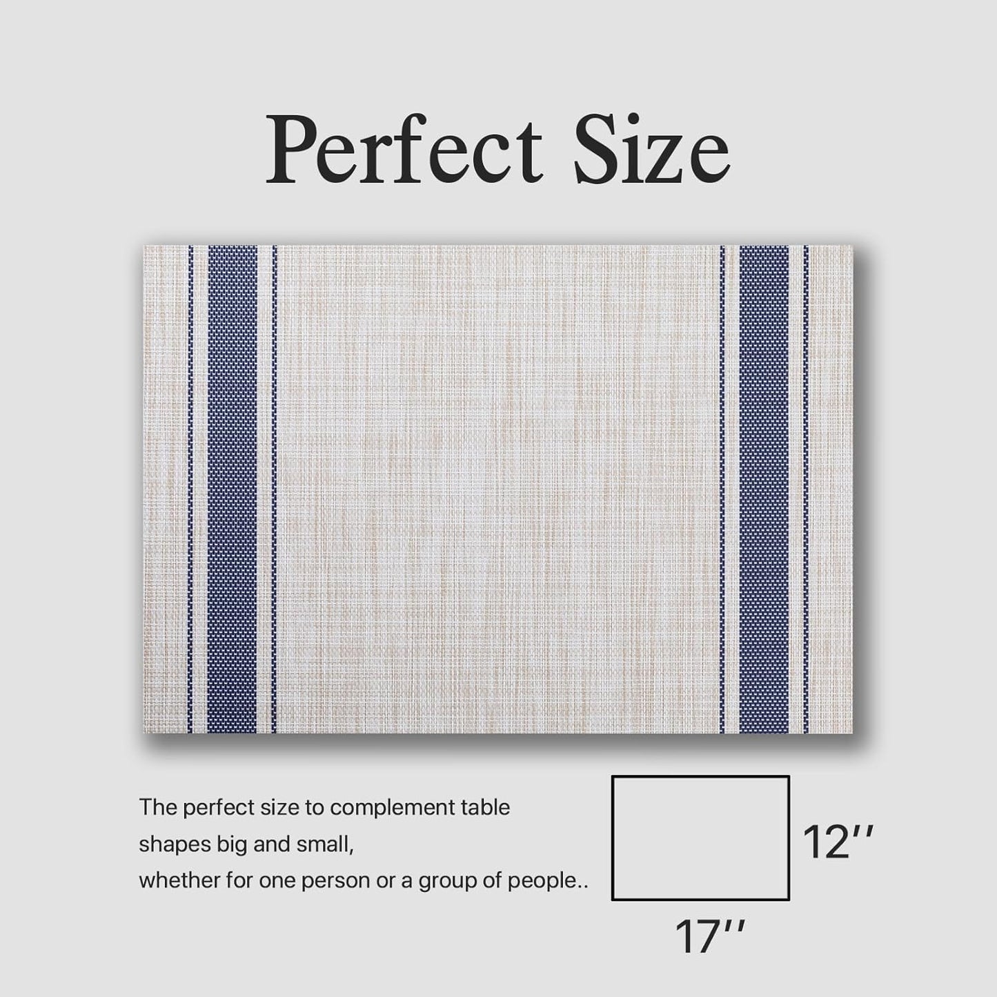 Placemats Set of 12 - Easy Clean Woven Vinyl Placemats for Dining Table, Indoor/Outdoor Place Mats, Washable PVC Table