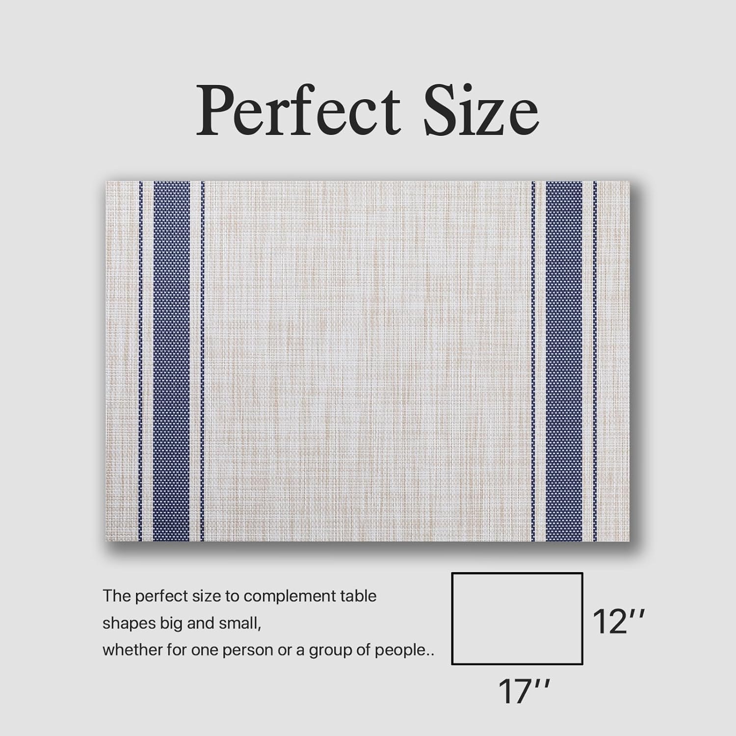 Placemats Set of 12 - Easy Clean Woven Vinyl Placemats for Dining Table, Indoor/Outdoor Place Mats, Washable PVC Table
