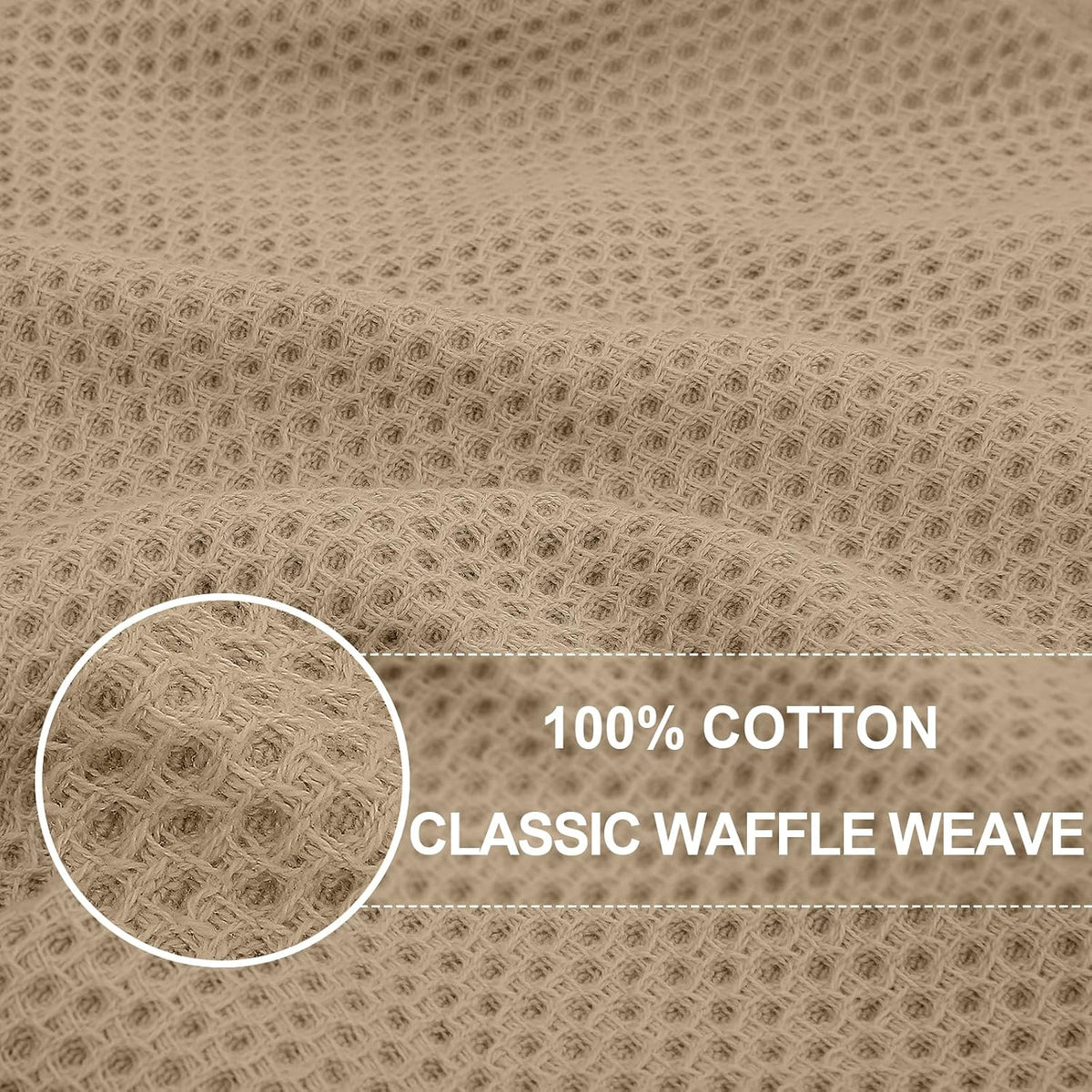 Homaxy 100% Cotton Oversized Waffle Weave Kitchen Towels 4-Pack, Tan | 20 x 28 Inches, Ultra Soft Absorbent Dish