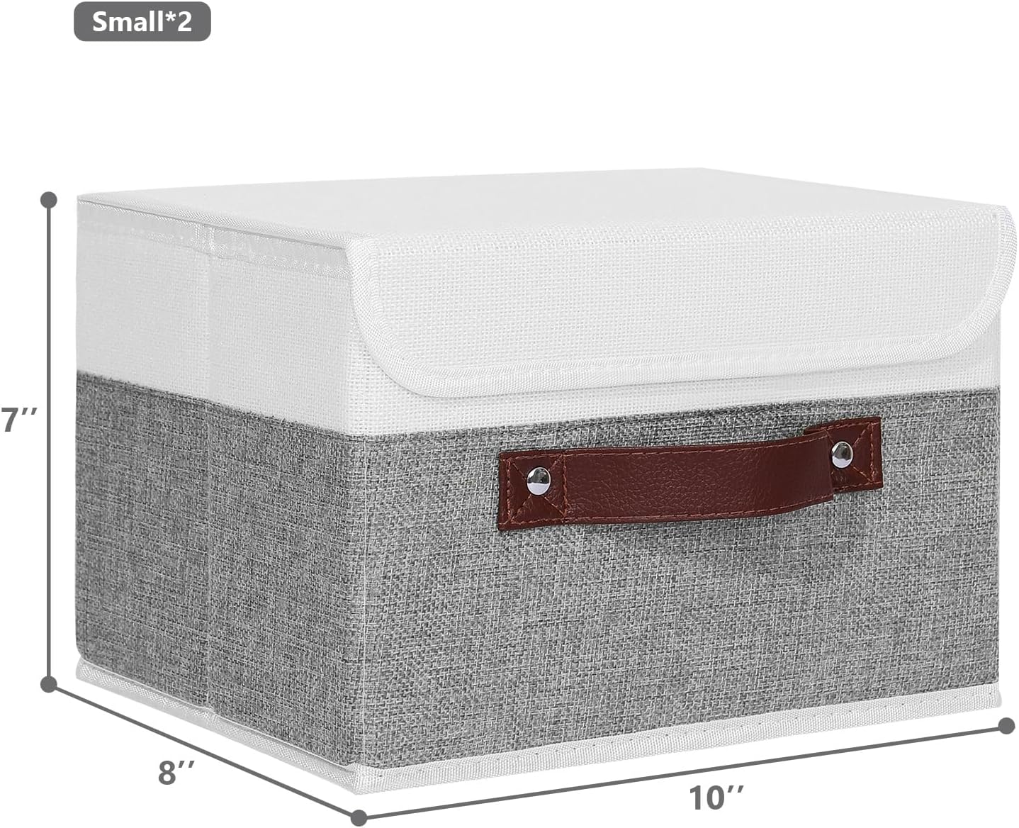 Storage Boxes / Lid Washable Decorative Storage Bins Basket / Small / Gray White / Set of 2
