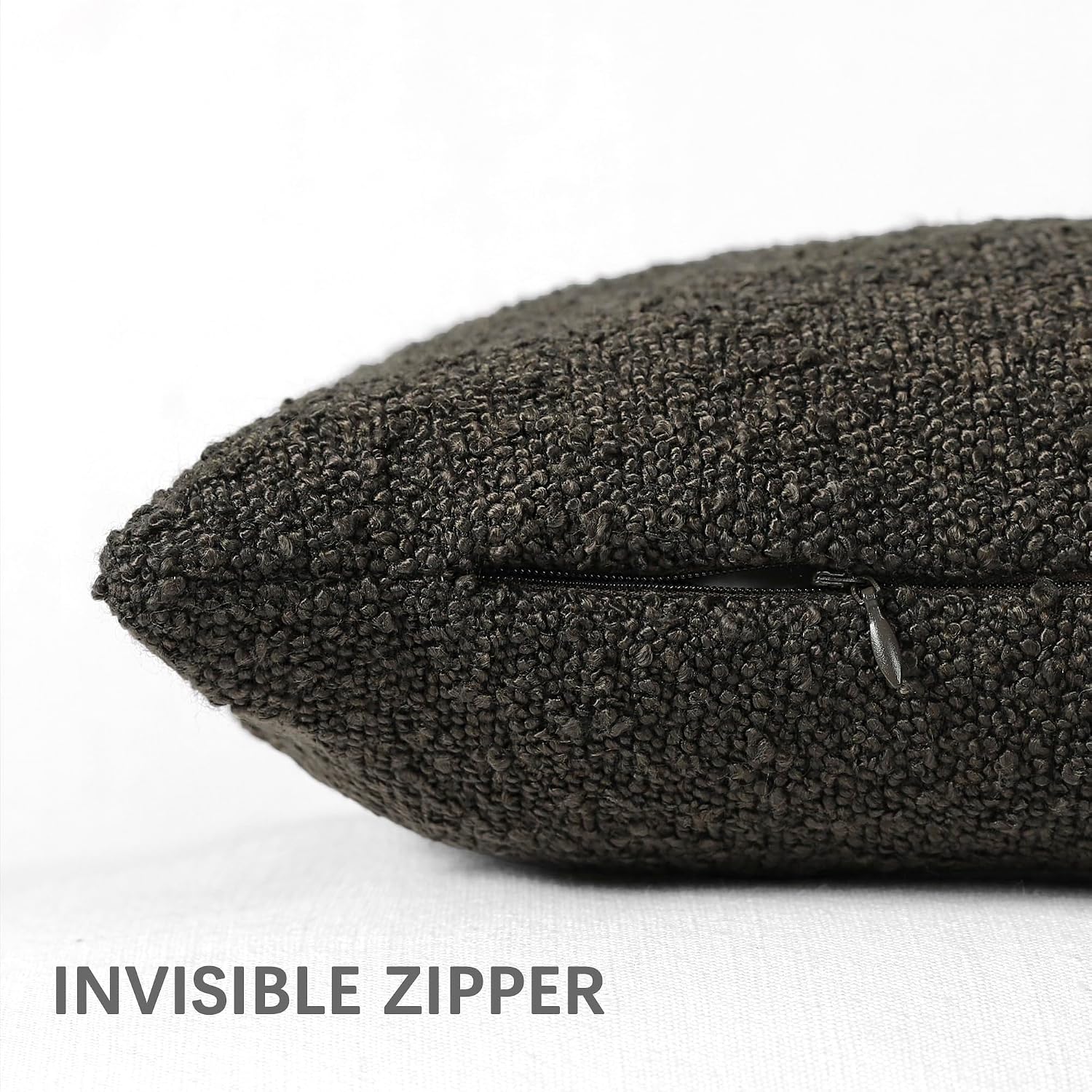 Boucle Decorative Throw Pillow Covers / Dark Coffee / 24 x 24 / Set of 2