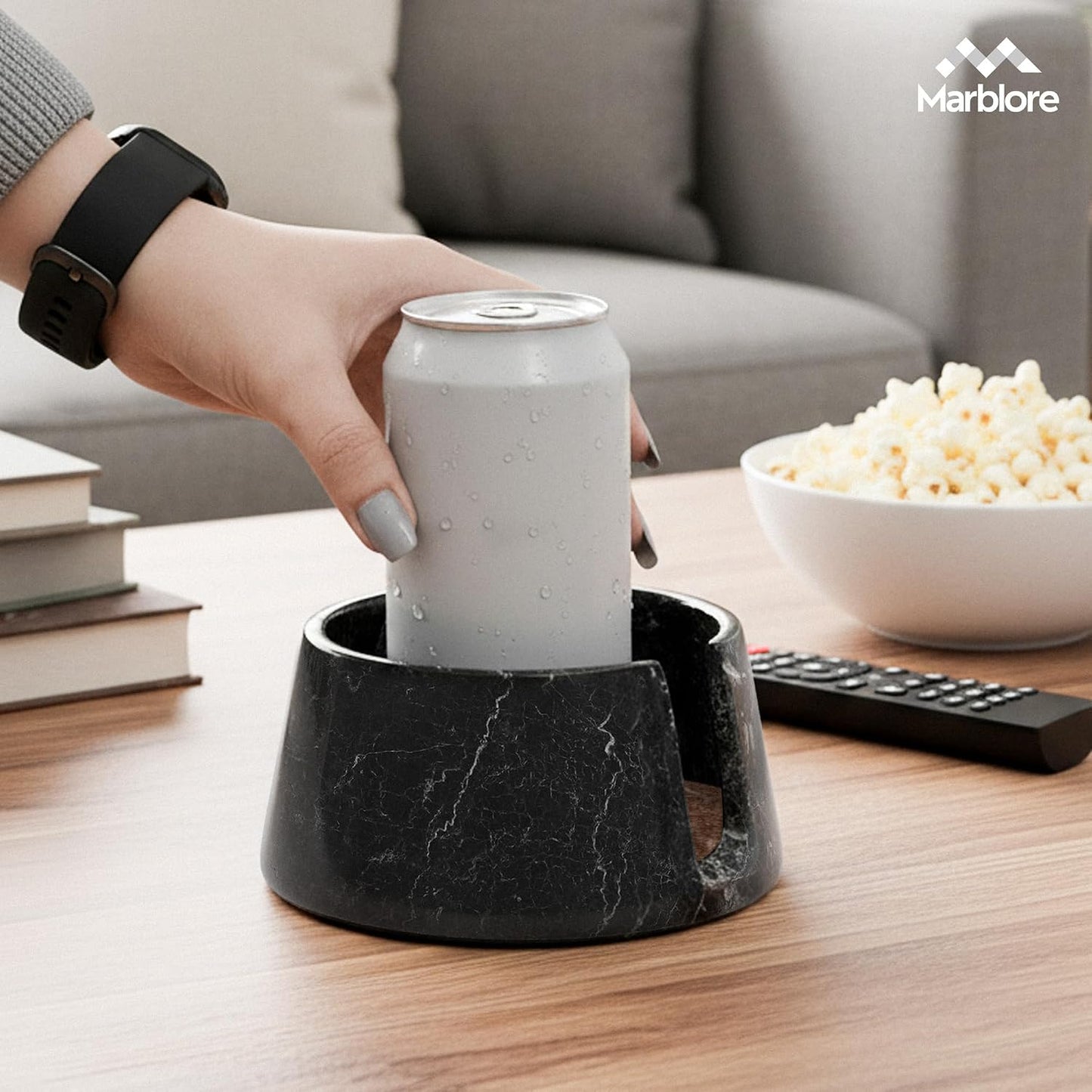 Marble Coffee Cup and Can Holder / Black Zebra