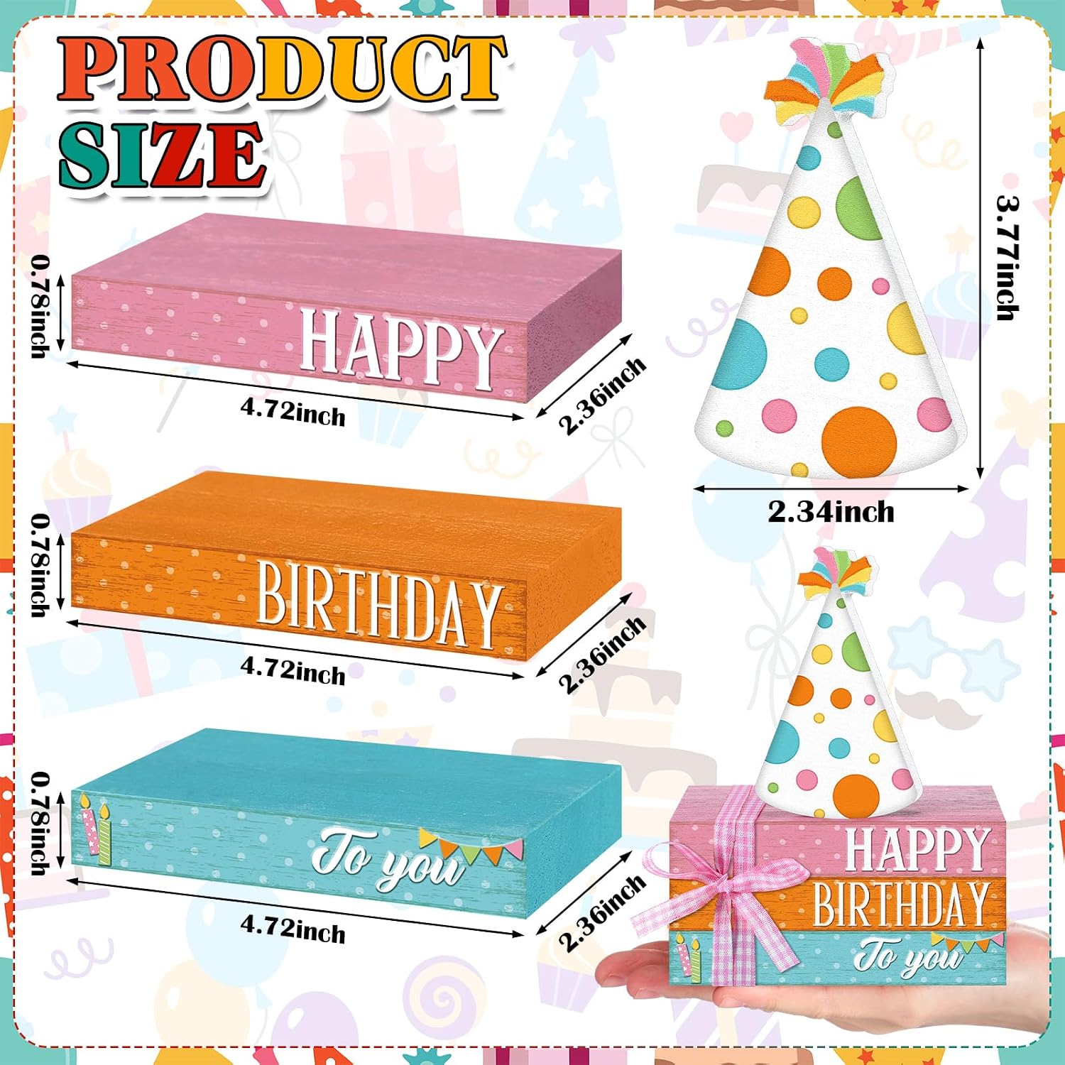 Wooden Book Stack Decor / Birthday / Set of 4