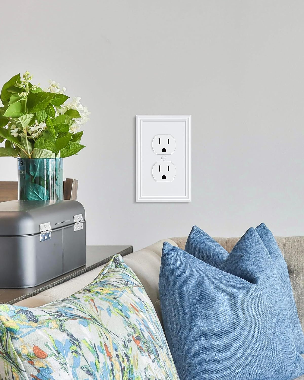 6-Pack Zinc Alloy Single Duplex Outlet Cover Plate, Solid Receptacle Cover | Decorative Switch Plates and Outlet
