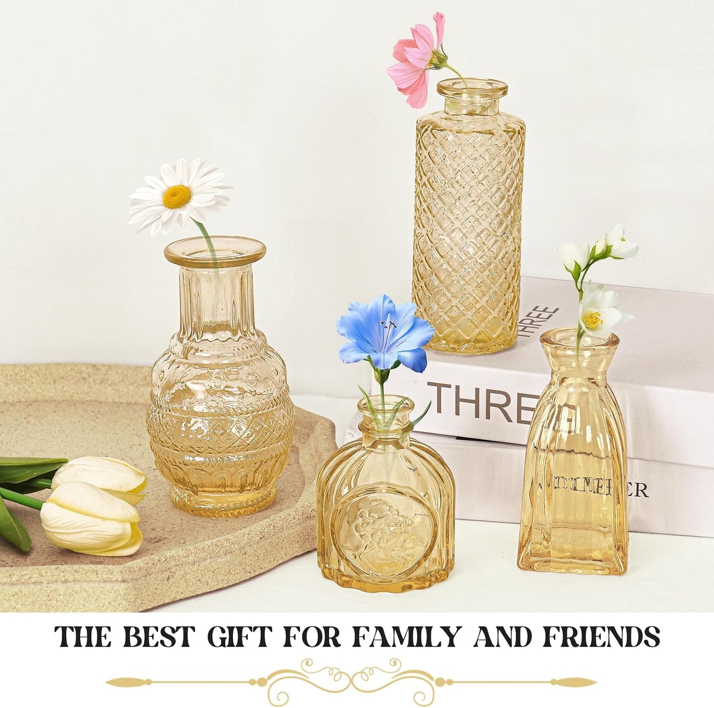 Glass Bud Vase Set / Champagne / Clear / Set of 12