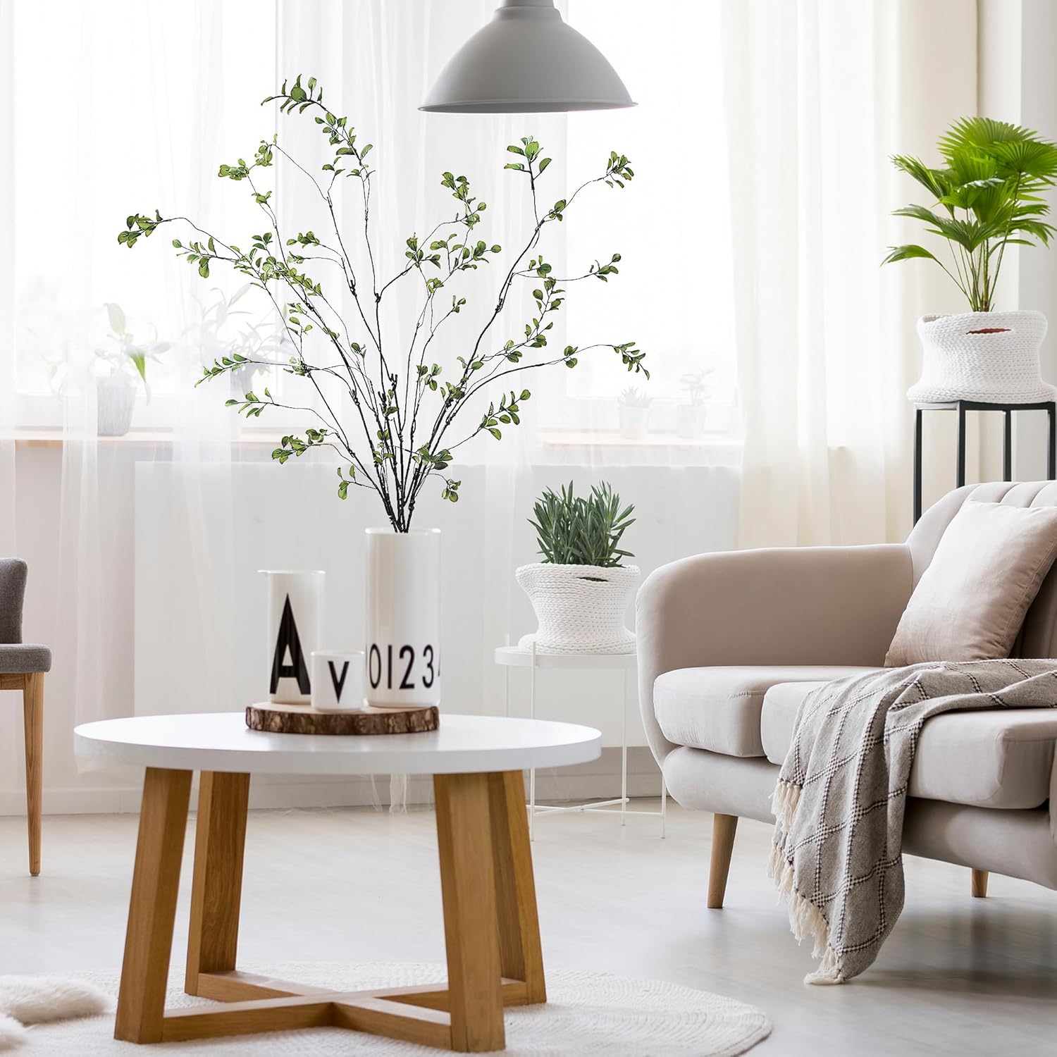 47.2’’ Artificial Ficus Branches Artificial Greenery Stems Faux Ficus Twig Plants / Green / Set of 4