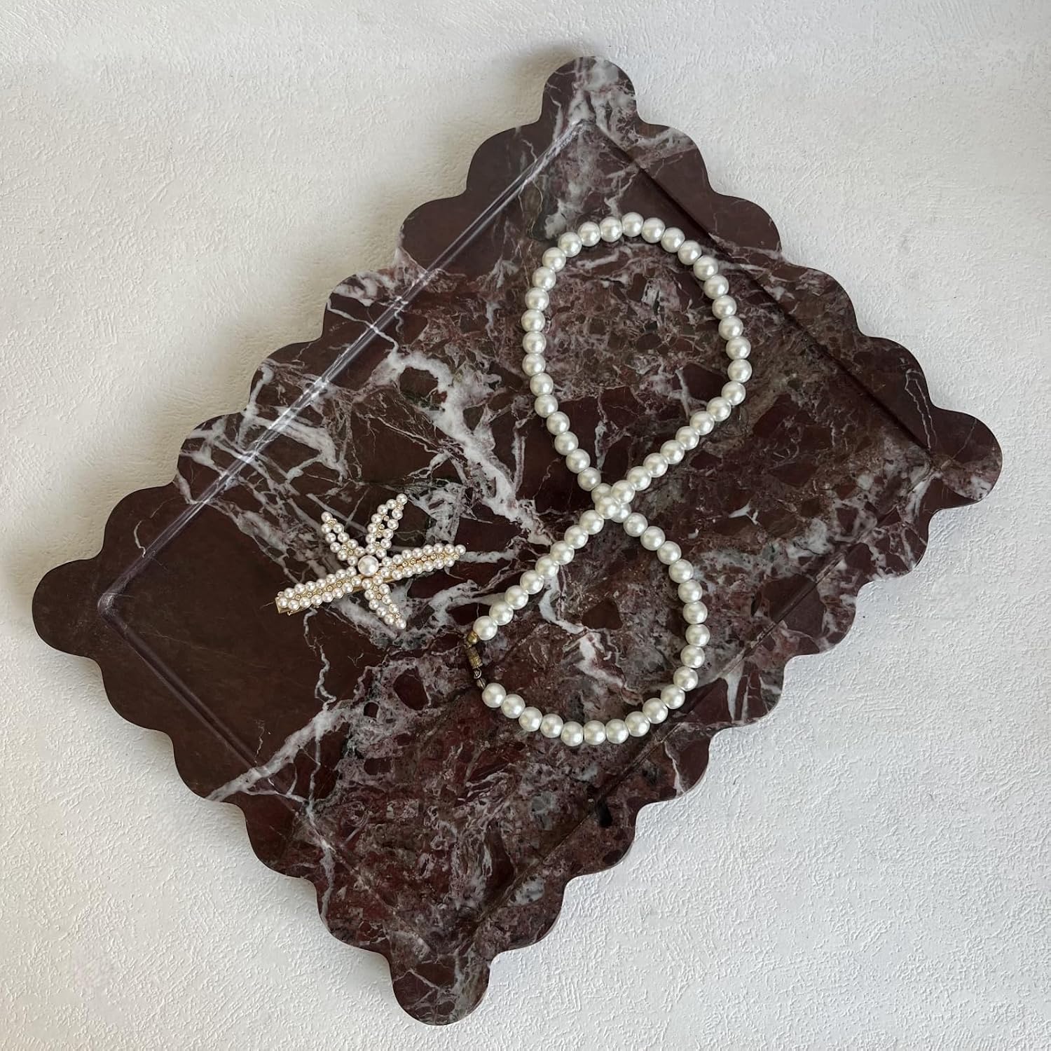 Scalloped Marble Tray / Rosa Levanto / Natural / 10.8 x 8