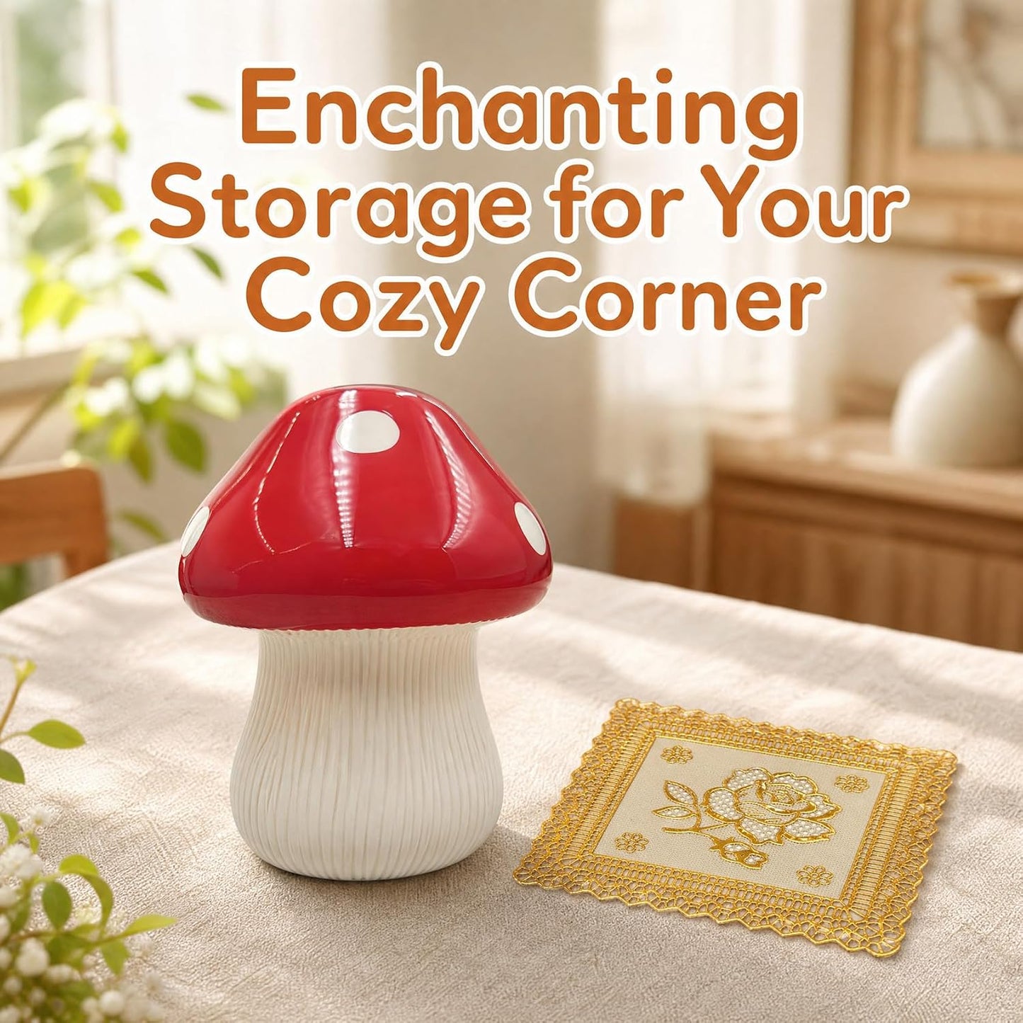 Mushroom Ceramic Flower Vase / Red&white - H6.8