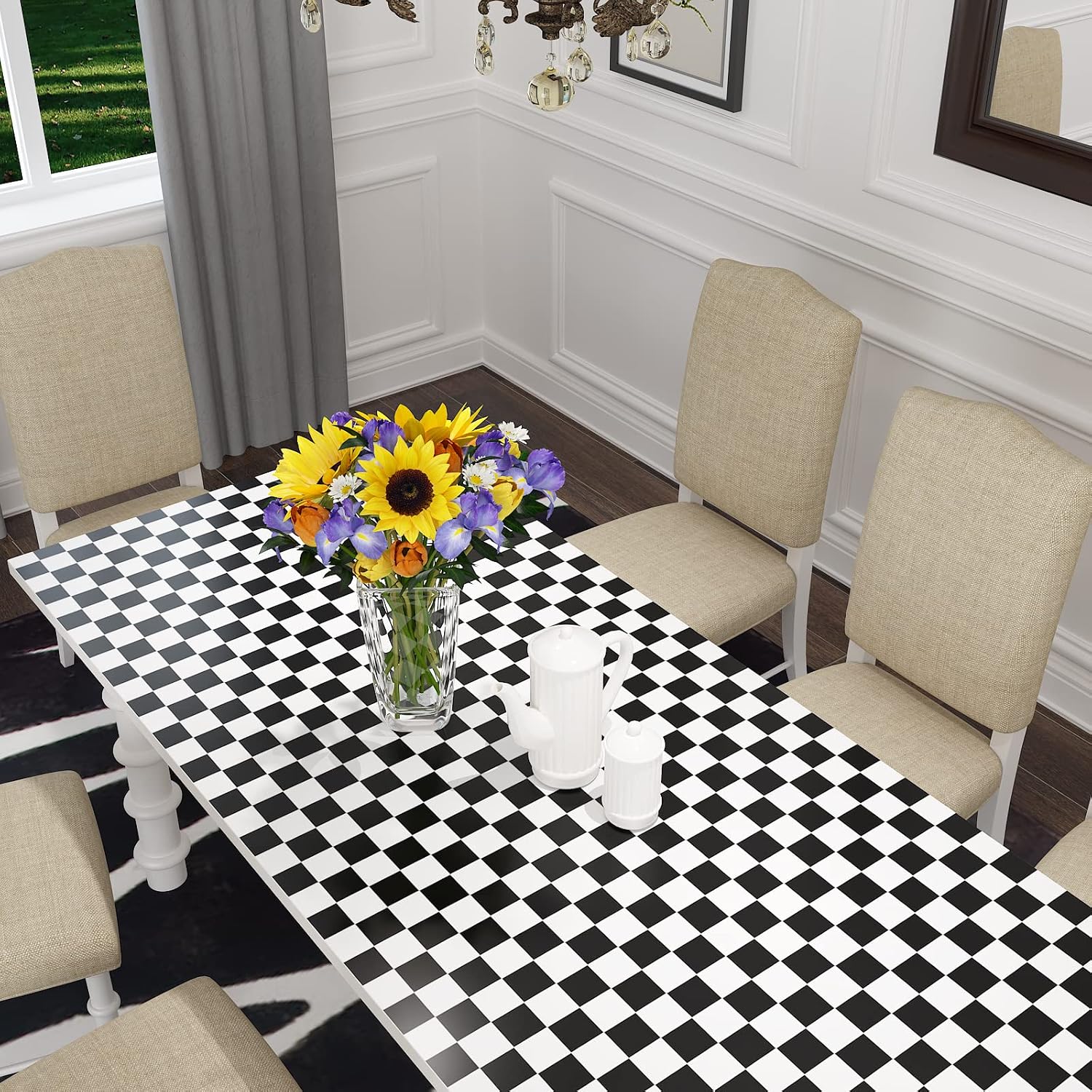 15.7''x315'' Checkered Wallpaper Peel and Stick and White Wallpaper Checkered / 15.7 x 315 / Black