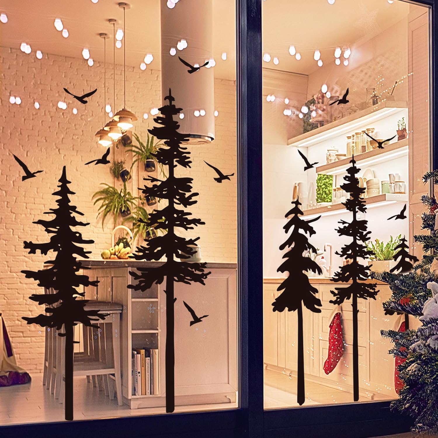 Large Pine Trees Wall Decals Forest Wall Stickers Christmas Decoration / Blcak Tree / Black