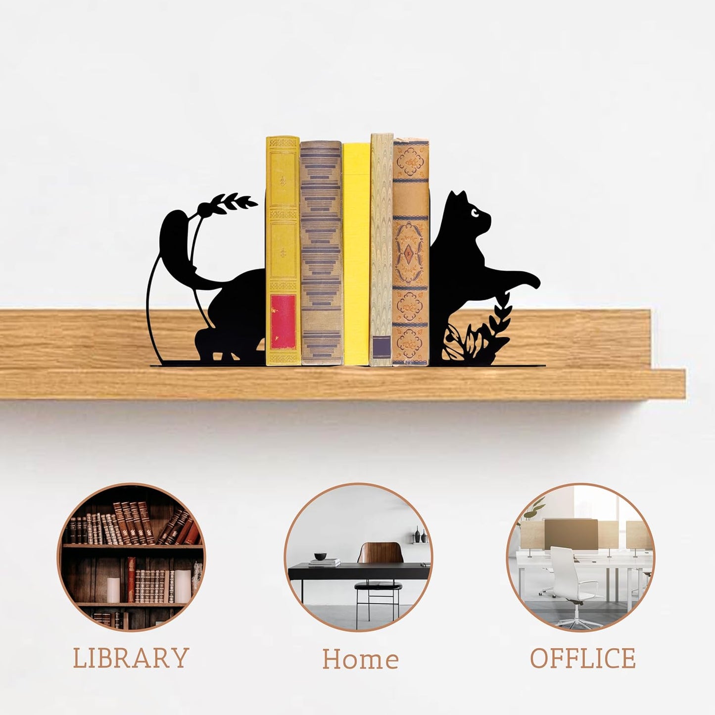 Moon Metal Bookends Cat Metal Book Ends