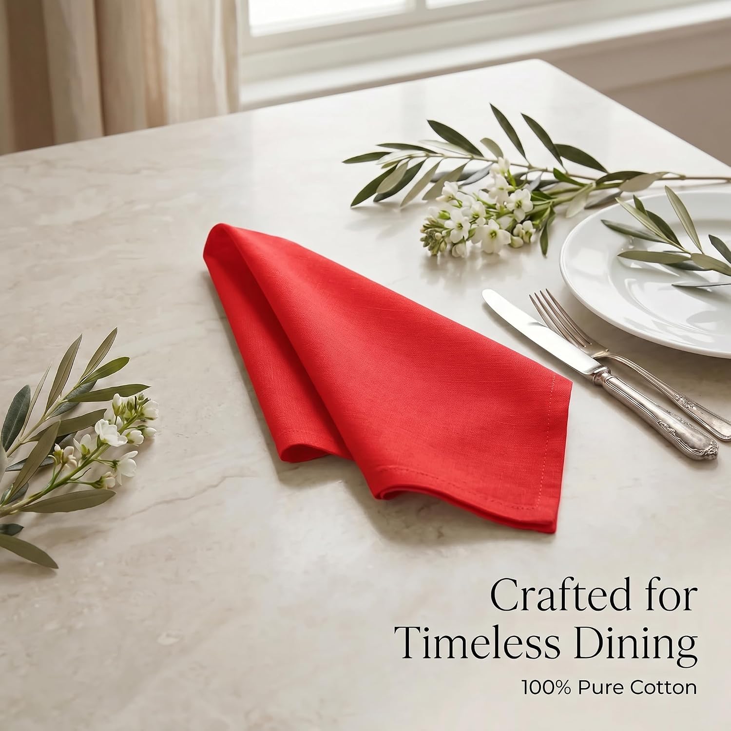 Urban Villa Cloth Napkins Cotton 20x20 (Set of 12) Red