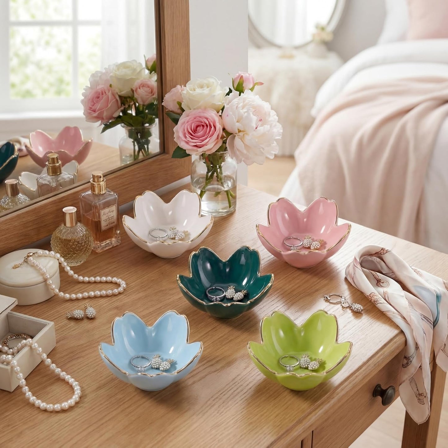 Ceramic Trinket Tray / Pastel Color / Set of 5